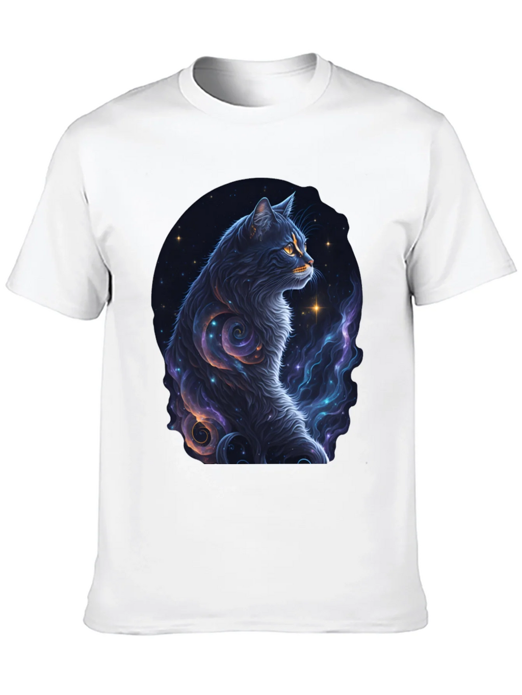 Cosmic Cat Graphic Tee - Stylish Black T-Shirt