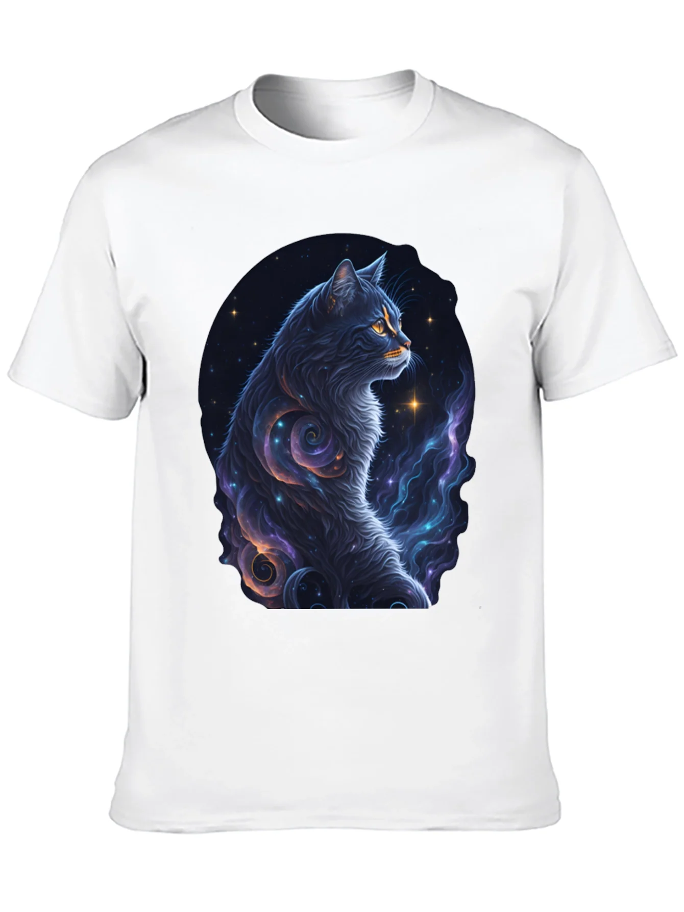 Cosmic Cat Graphic Tee - Stylish Black T-Shirt