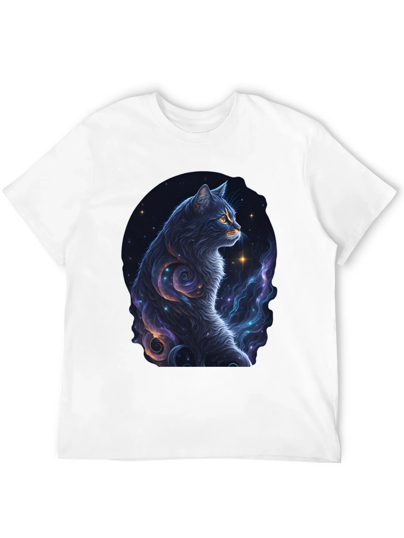 Cosmic Cat Graphic Tee - Stylish Black T-Shirt