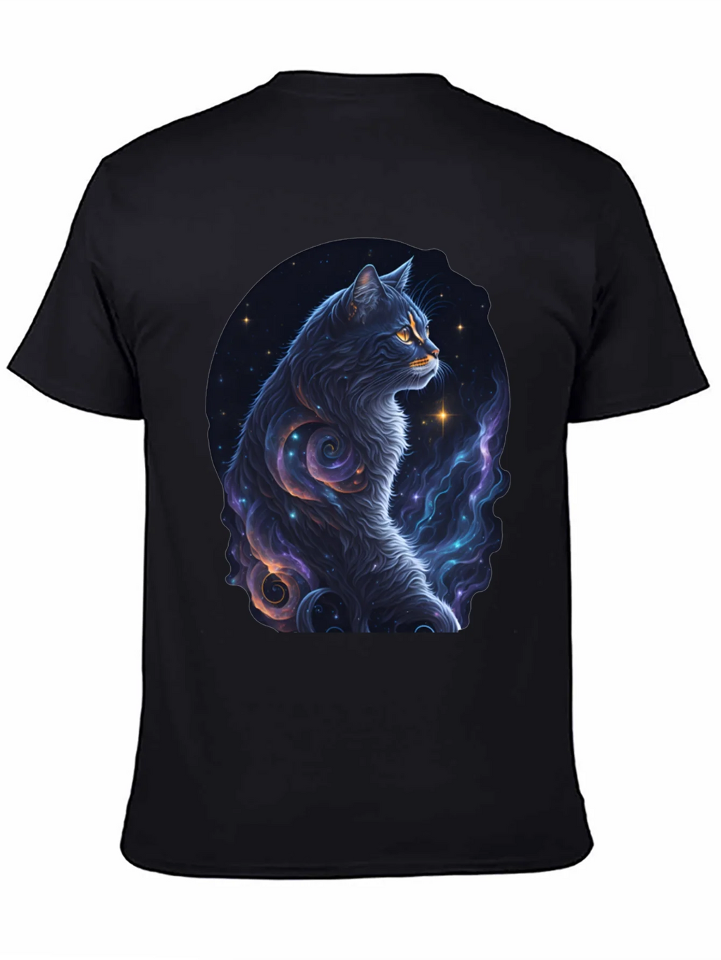 Cosmic Cat Graphic Tee - Stylish Black T-Shirt