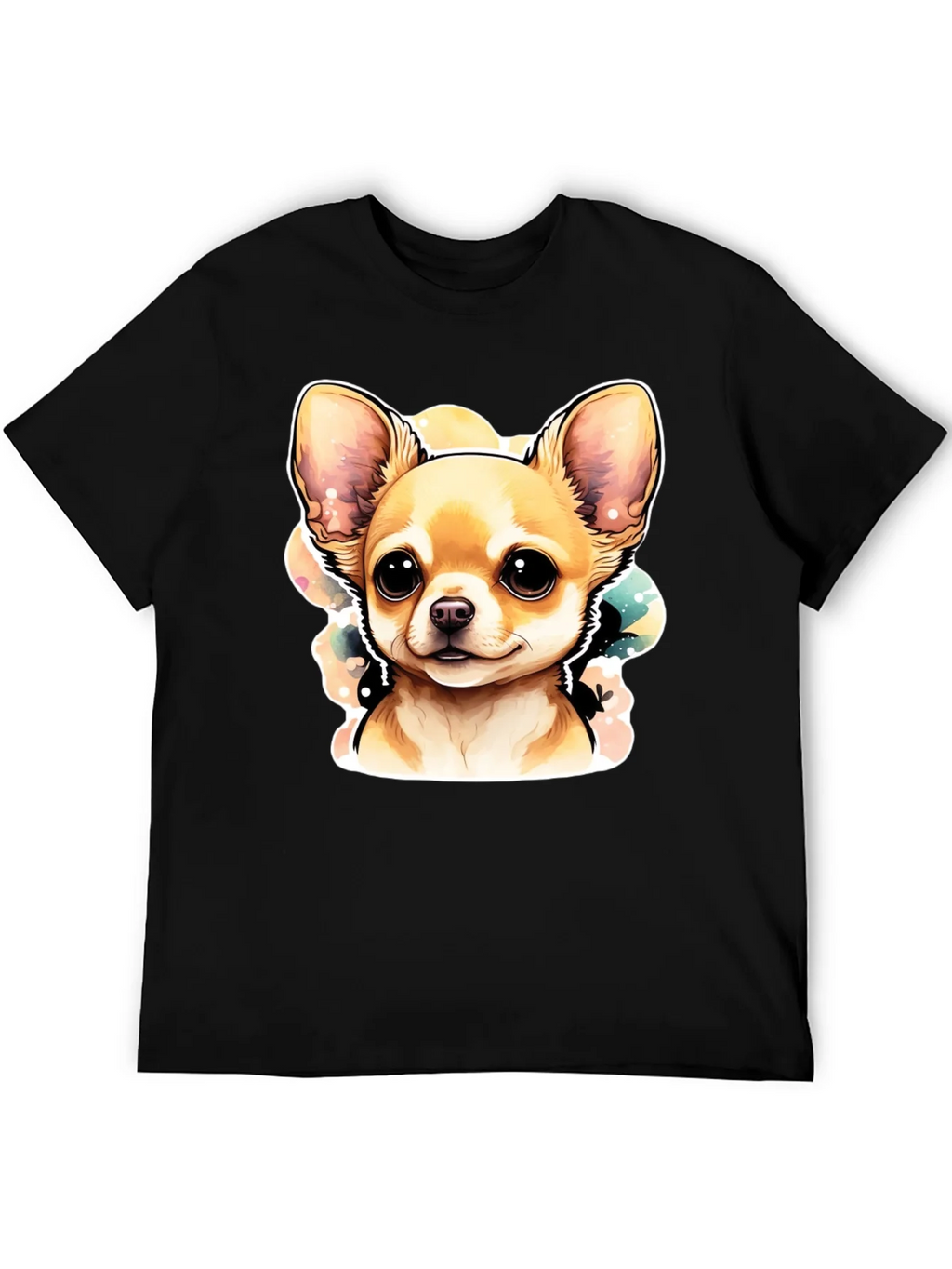 Cute Chihuahua Dog Graphic Black T-Shirt