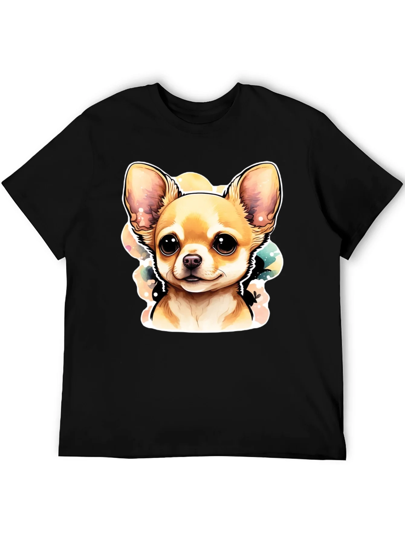 Cute Chihuahua Dog Graphic Black T-Shirt