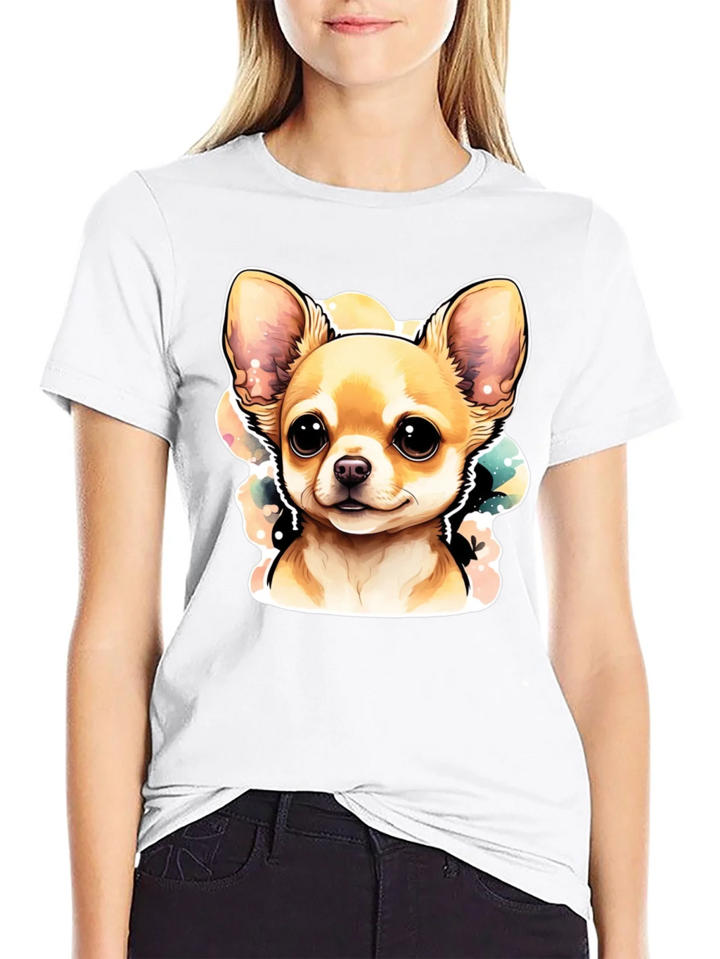 Cute Chihuahua Dog Graphic Black T-Shirt