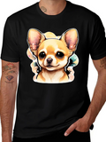 Cute Chihuahua Dog Graphic Black T-Shirt
