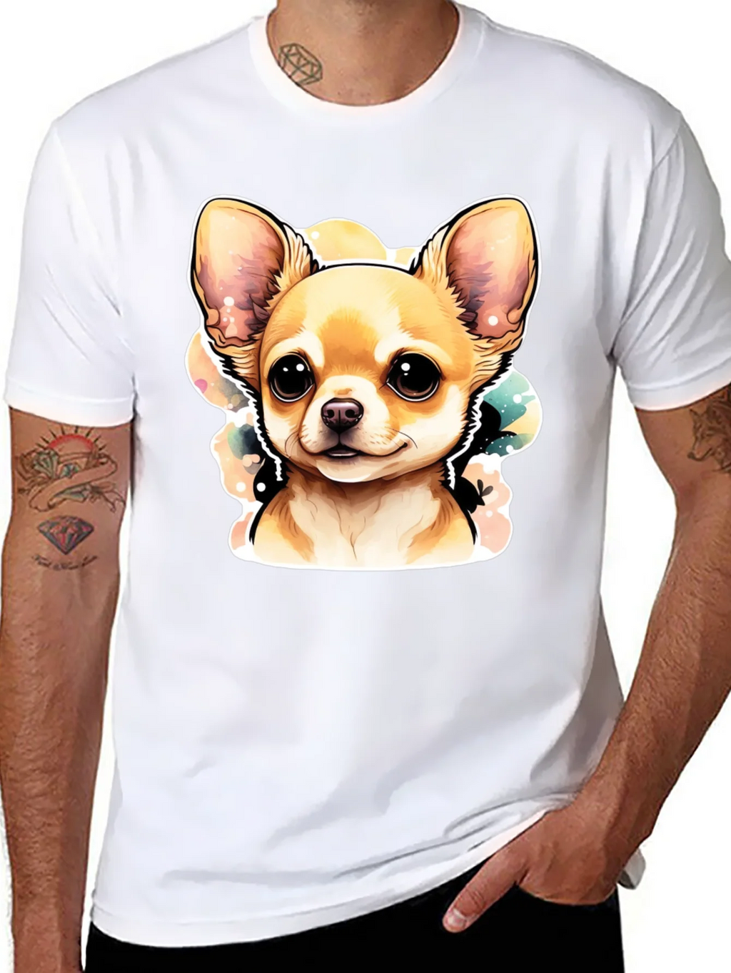 Cute Chihuahua Dog Graphic Black T-Shirt