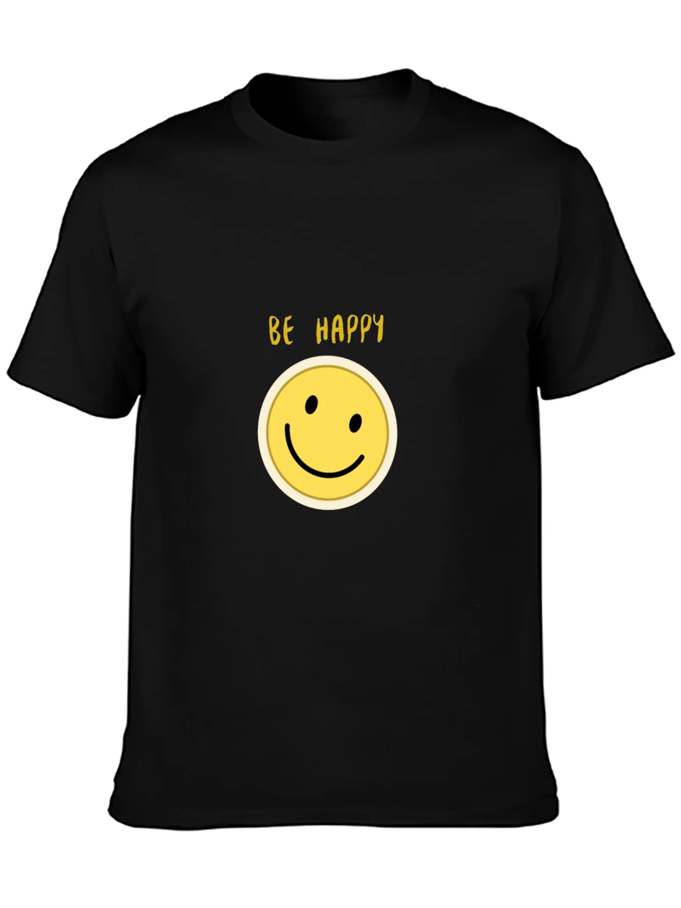 Be Happy Smiley Face Black T-Shirt