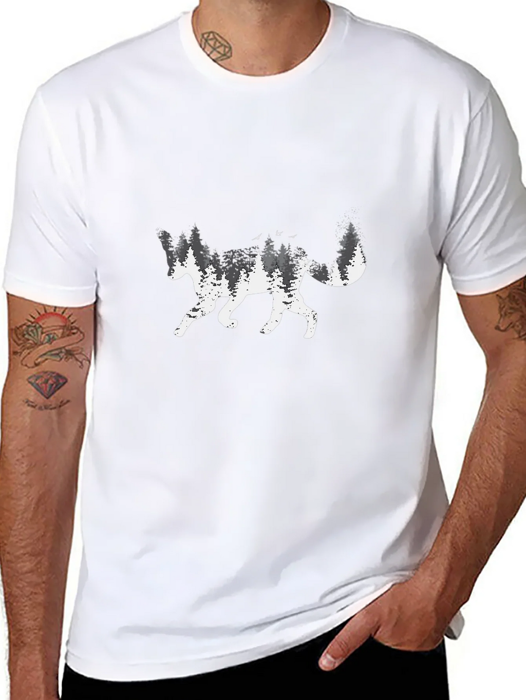 Forest Fox Graphic T-Shirt - Black