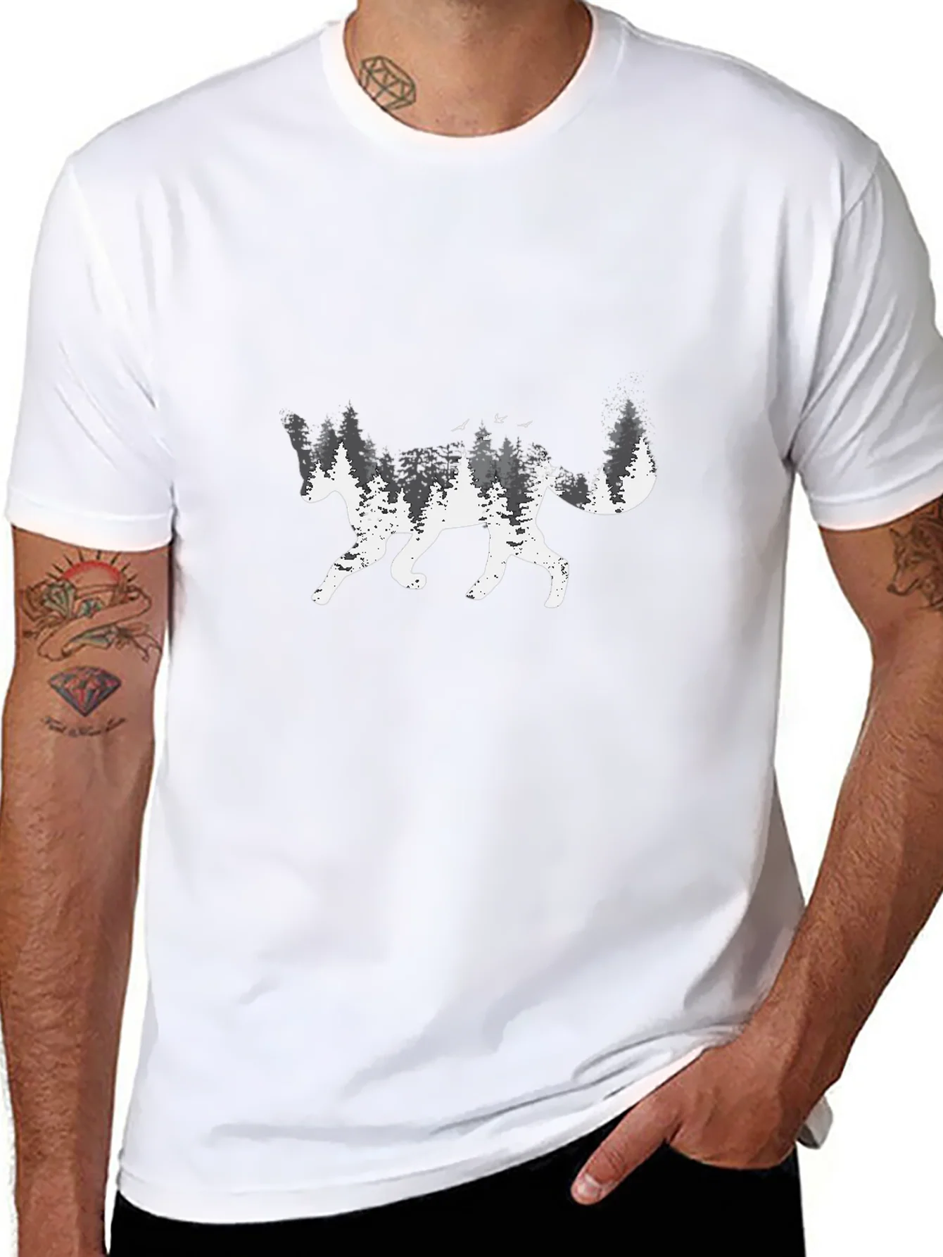 Forest Fox Graphic T-Shirt - Black