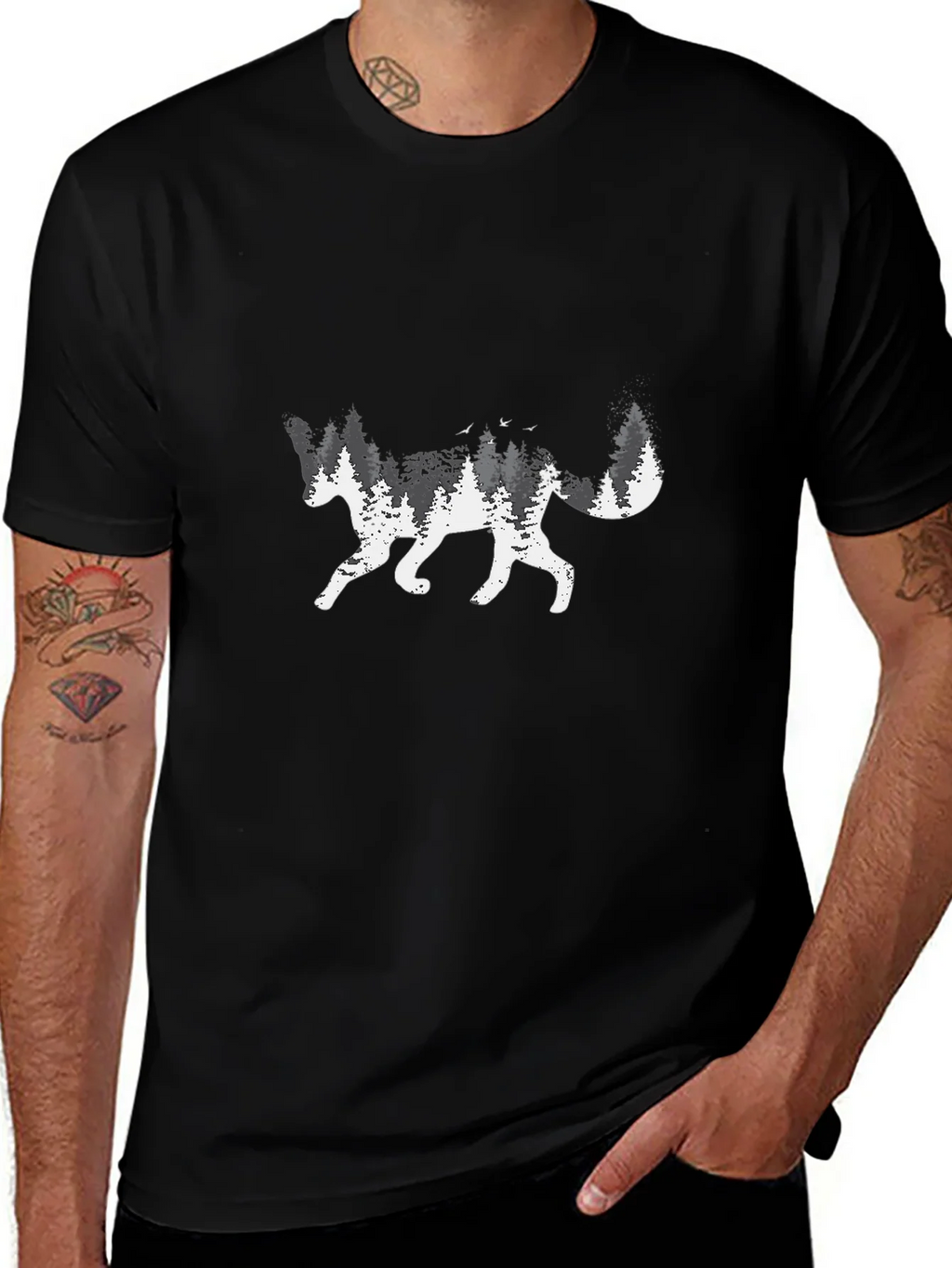 Forest Fox Graphic T-Shirt - Black