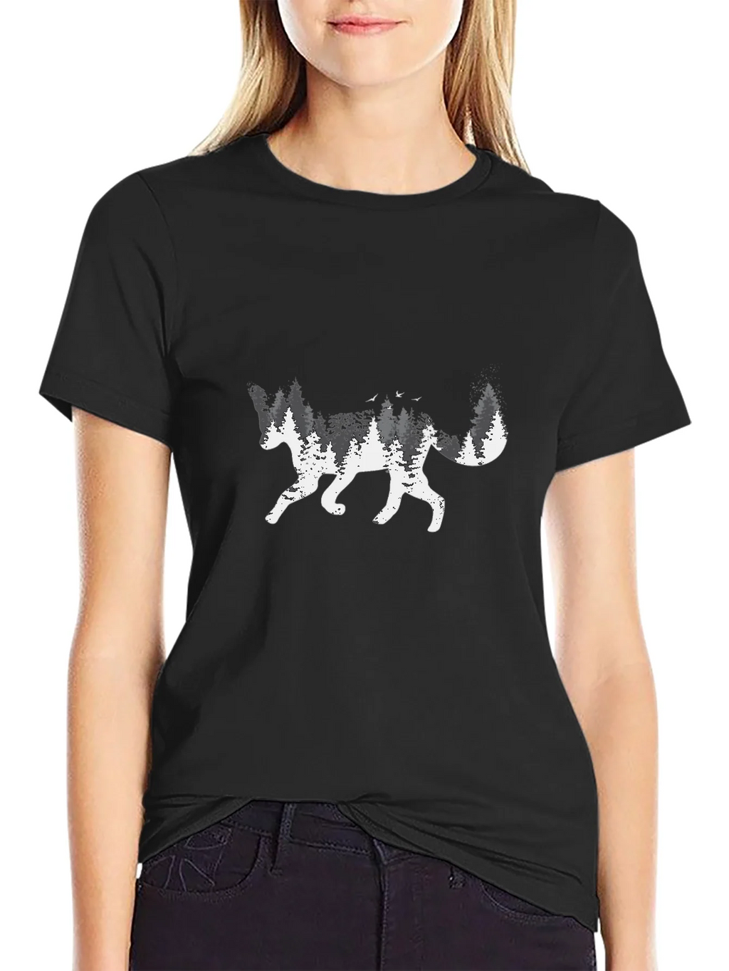 Forest Fox Graphic T-Shirt - Black