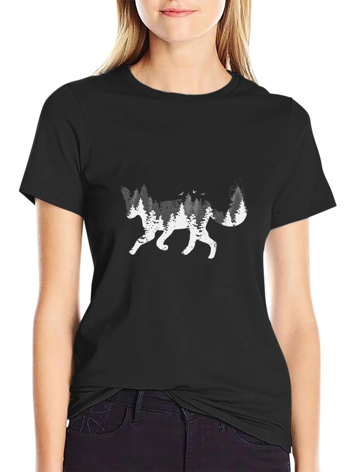 Forest Fox Graphic T-Shirt - Black
