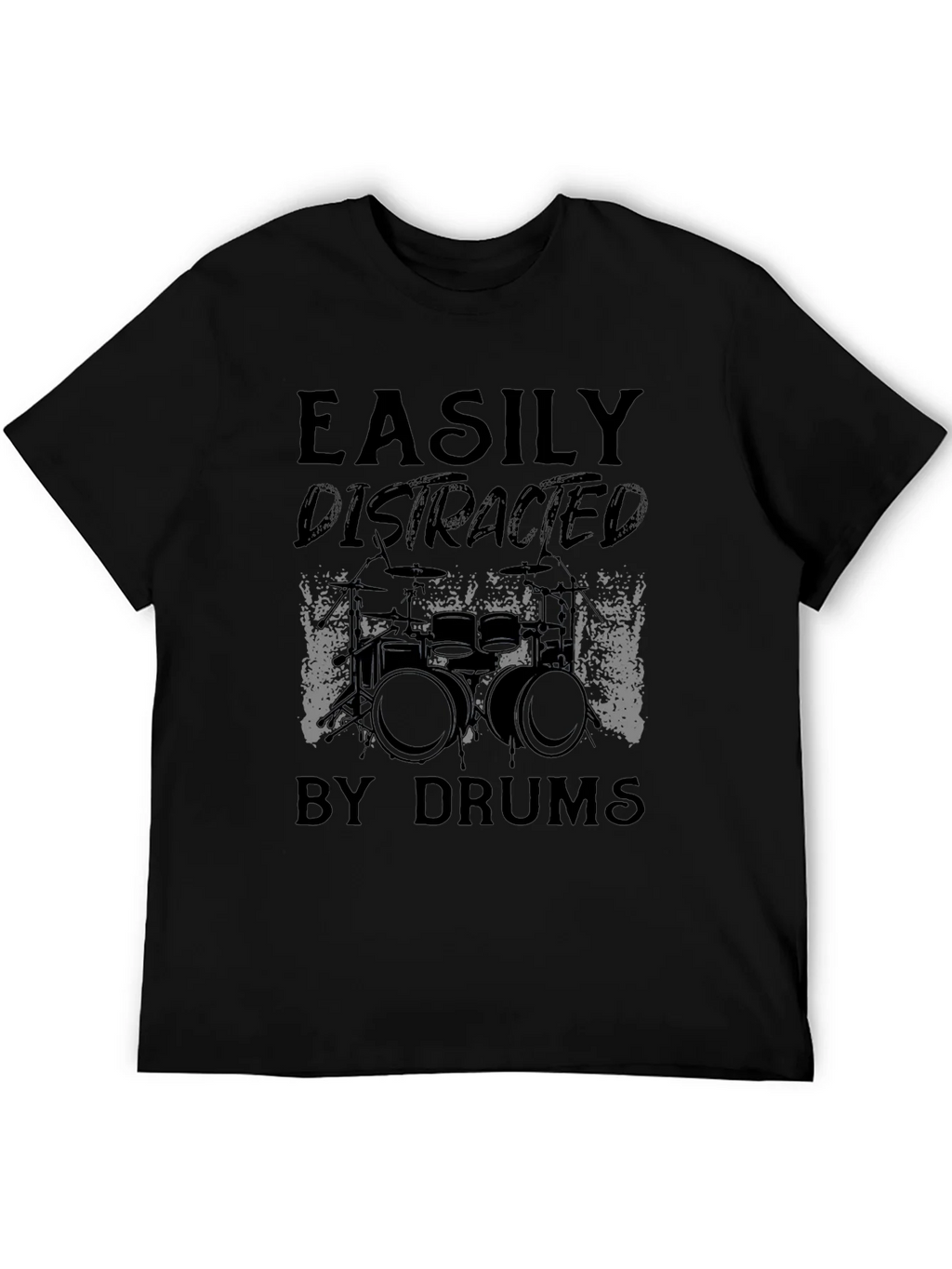 Easily Distracted By Drums Graphic Tee - Black