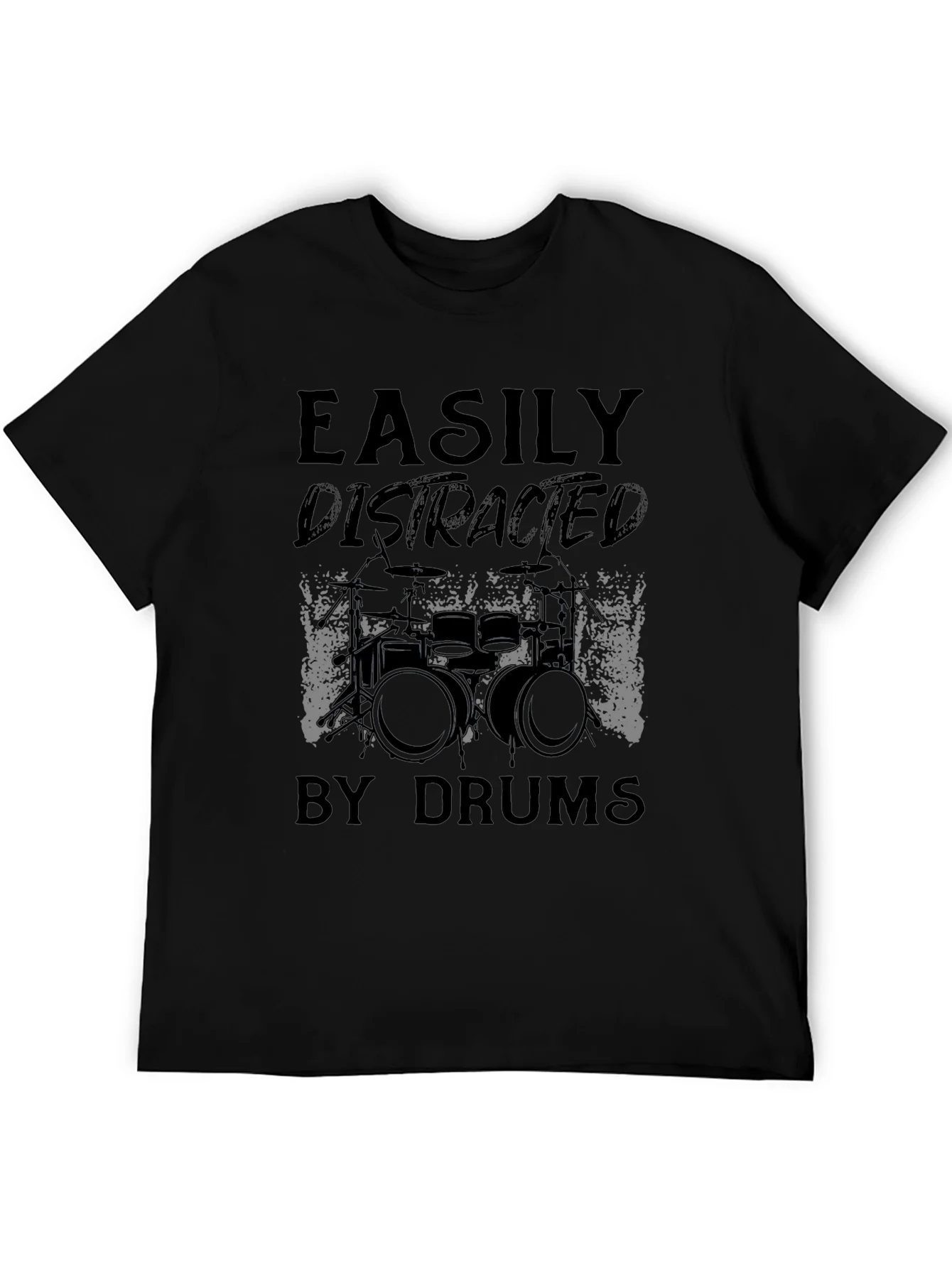 Easily Distracted By Drums Graphic Tee - Black