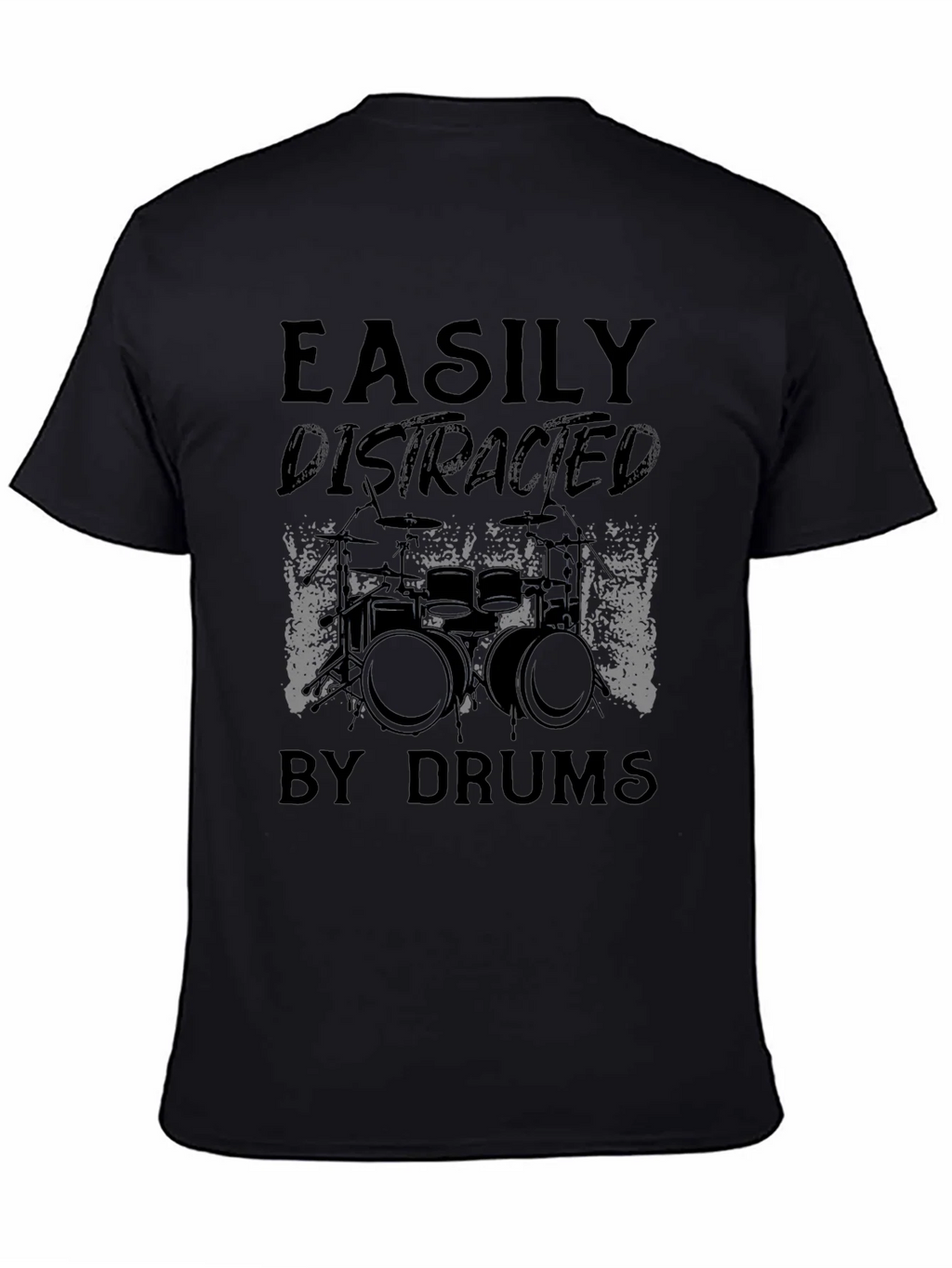 Easily Distracted By Drums Graphic Tee - Black