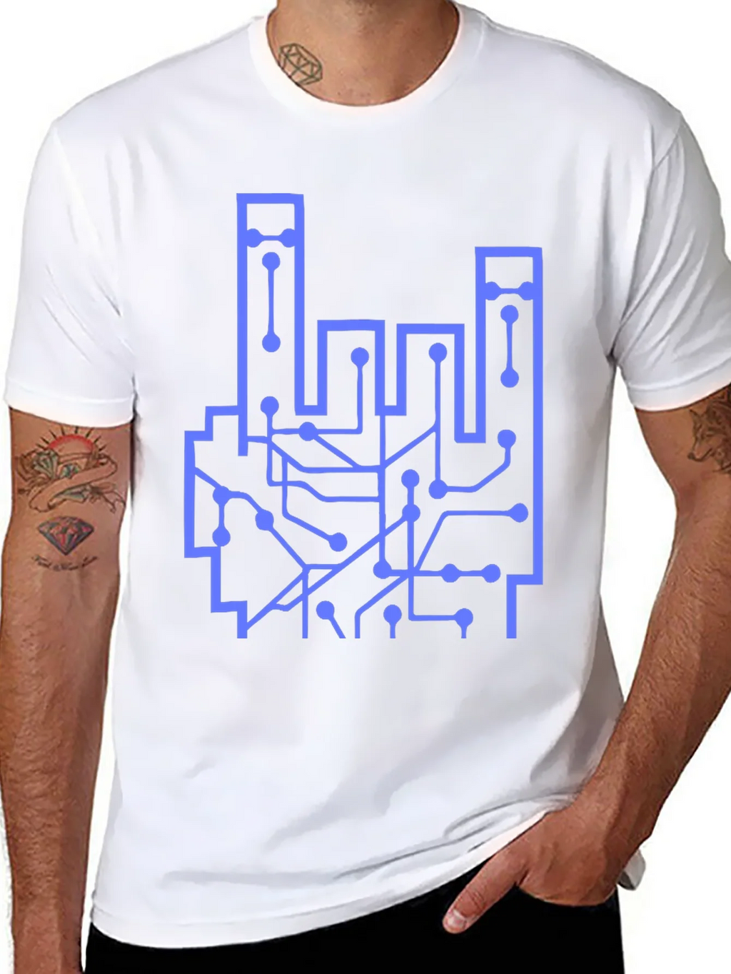 Circuit Board Hand Graphic T-Shirt