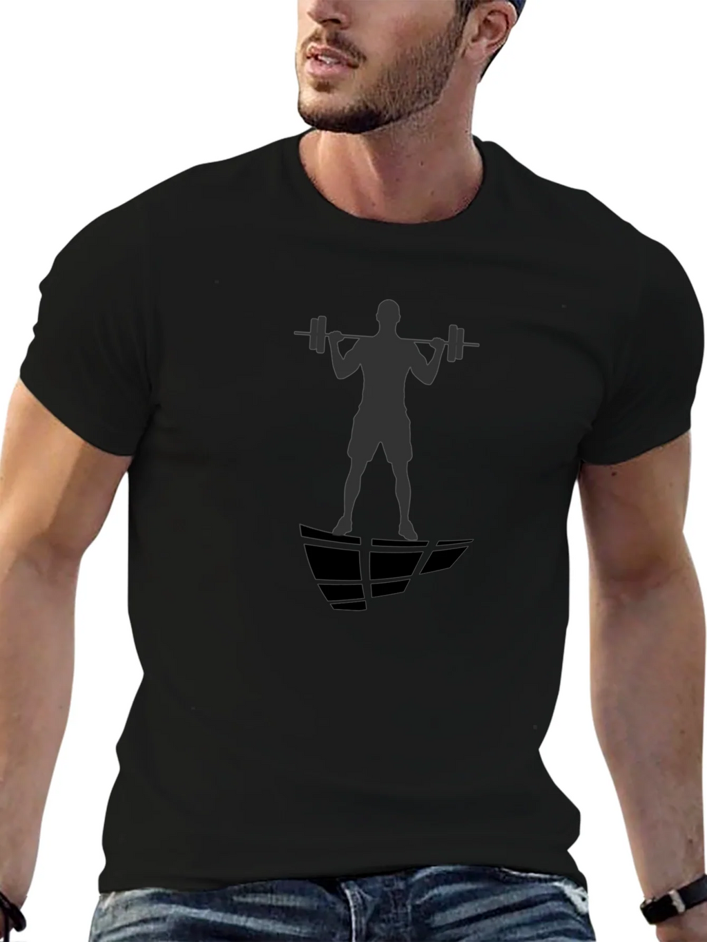 Gym Silhouette Graphic Black T-Shirt