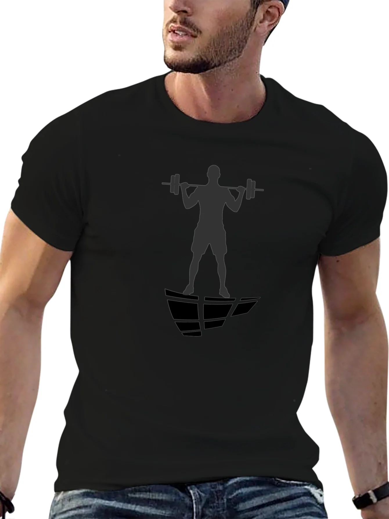 Gym Silhouette Graphic Black T-Shirt