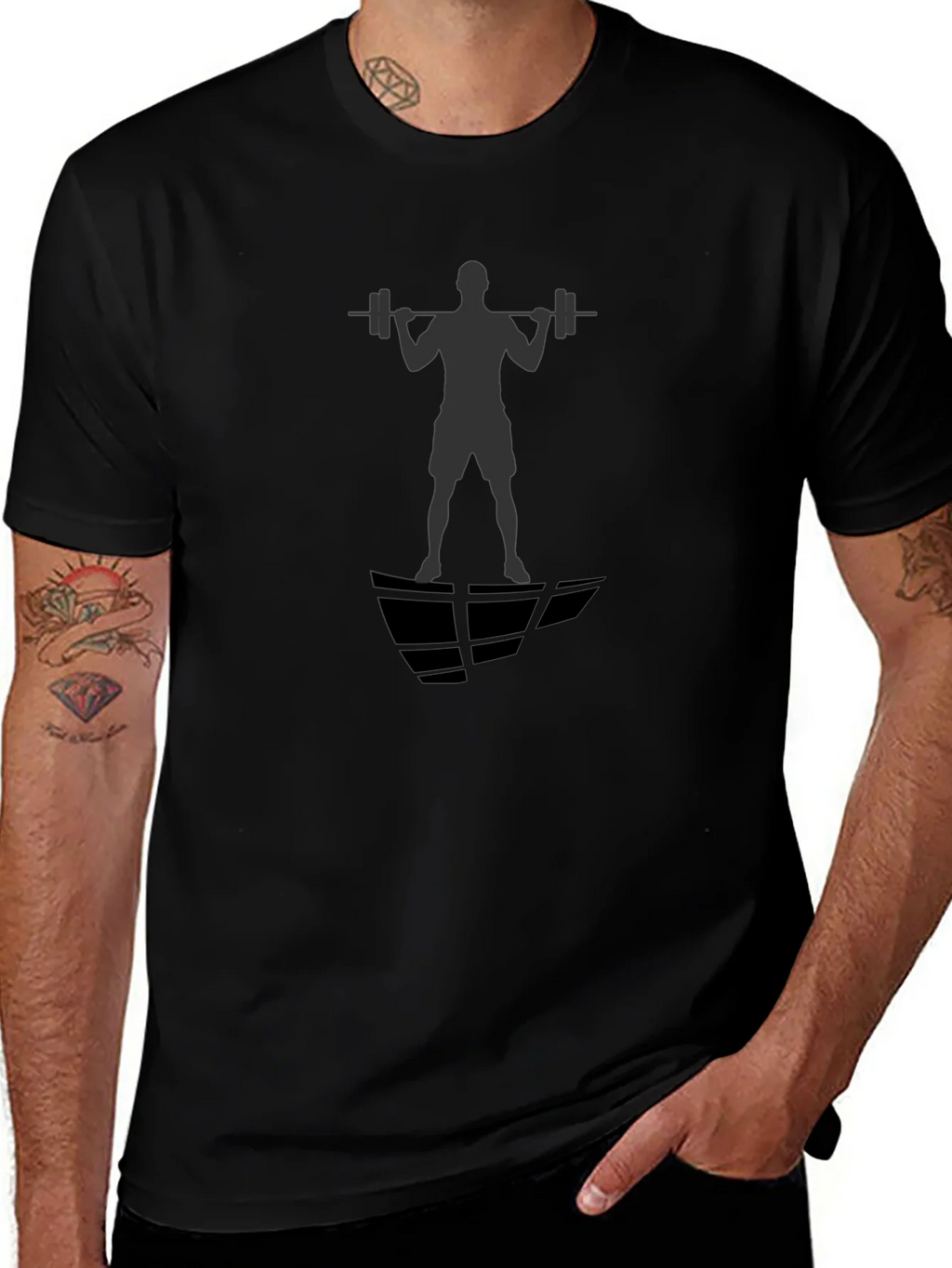 Gym Silhouette Graphic Black T-Shirt