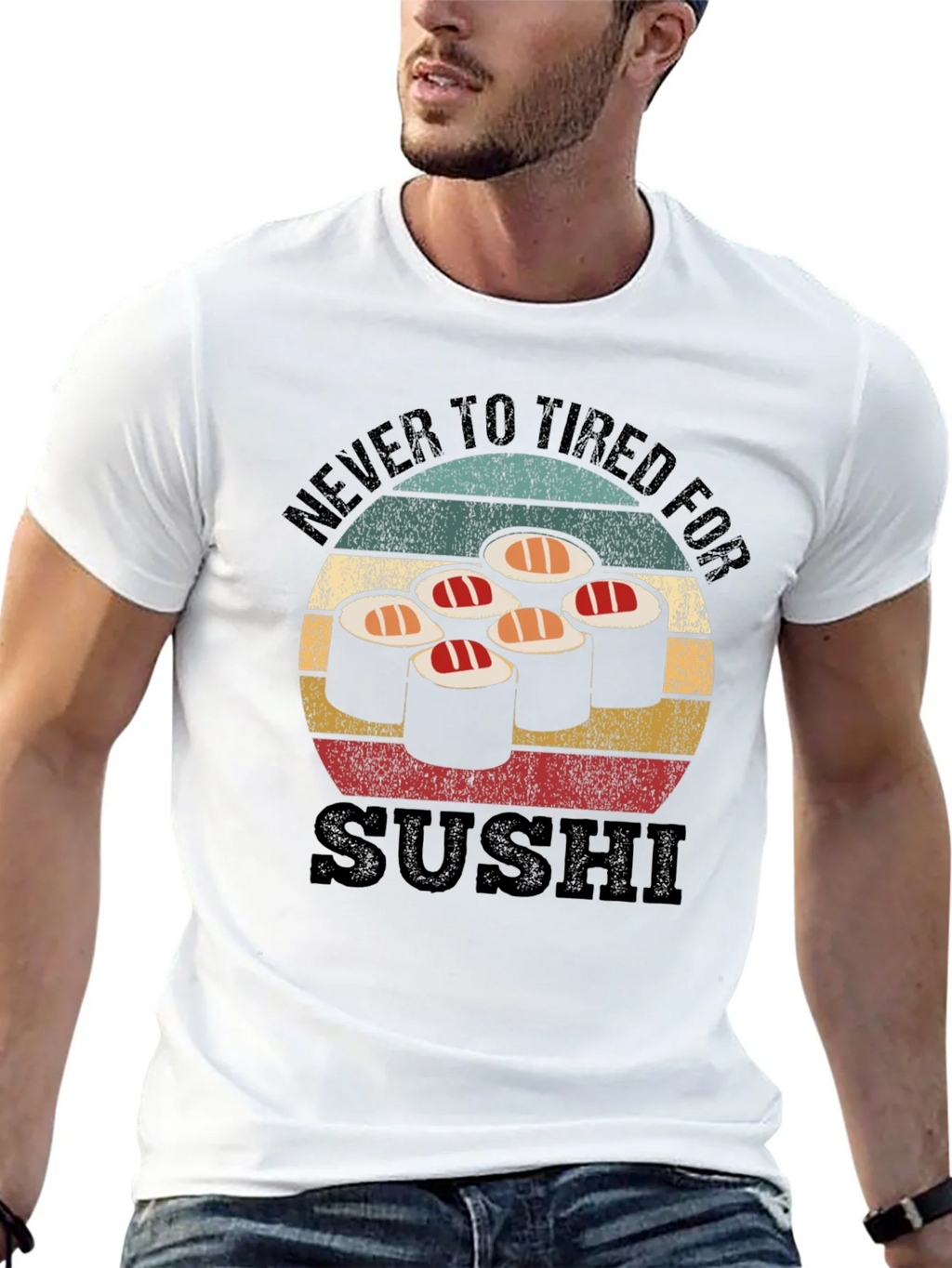 Never Too Tired For Sushi Black T-Shirt