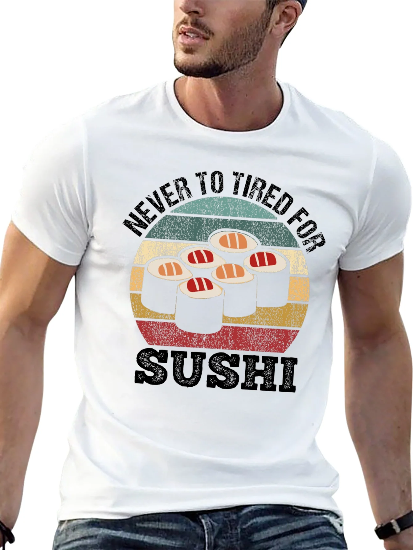 Never Too Tired For Sushi Black T-Shirt