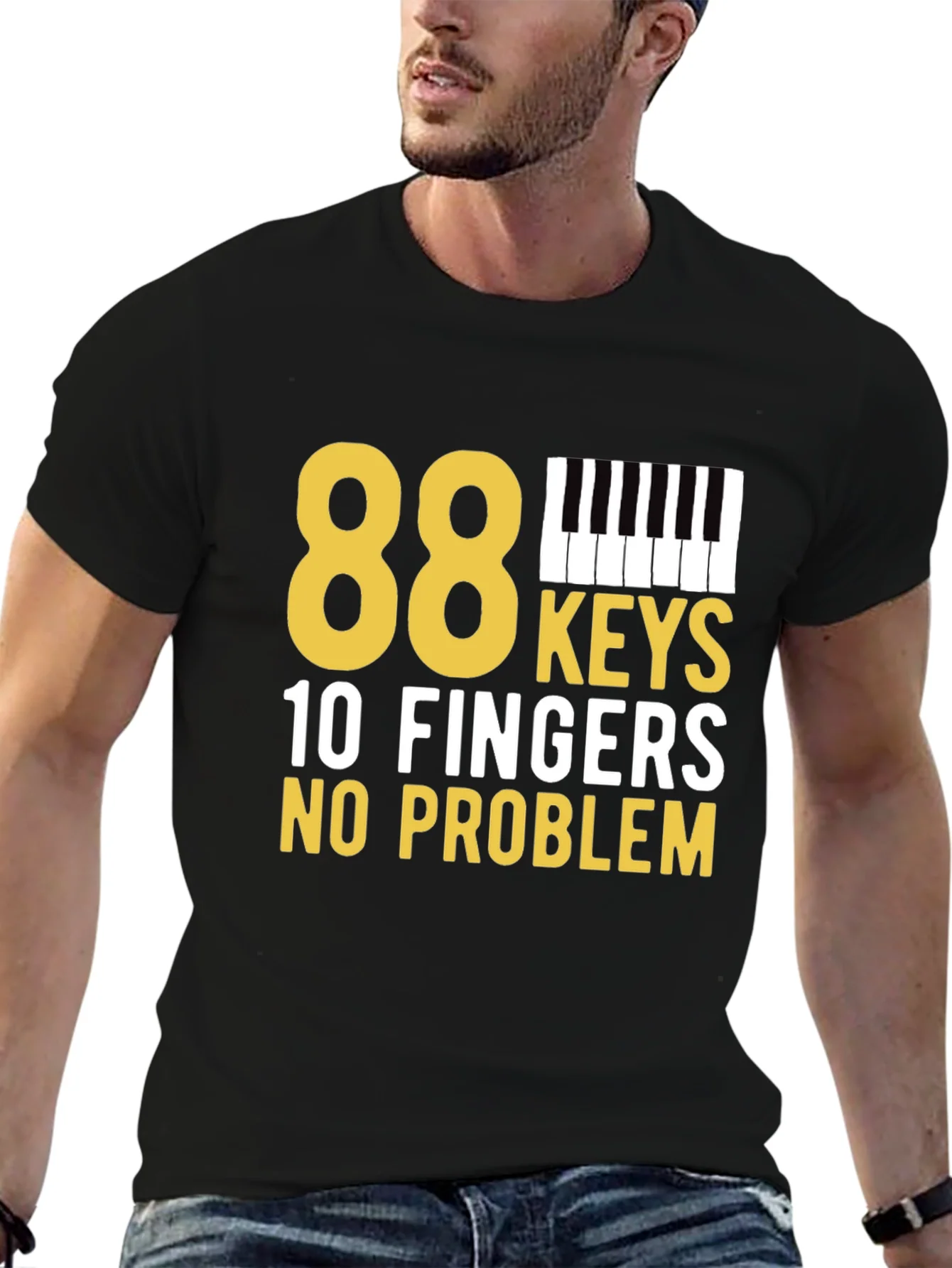 88 Keys 10 Fingers No Problem Black T-Shirt