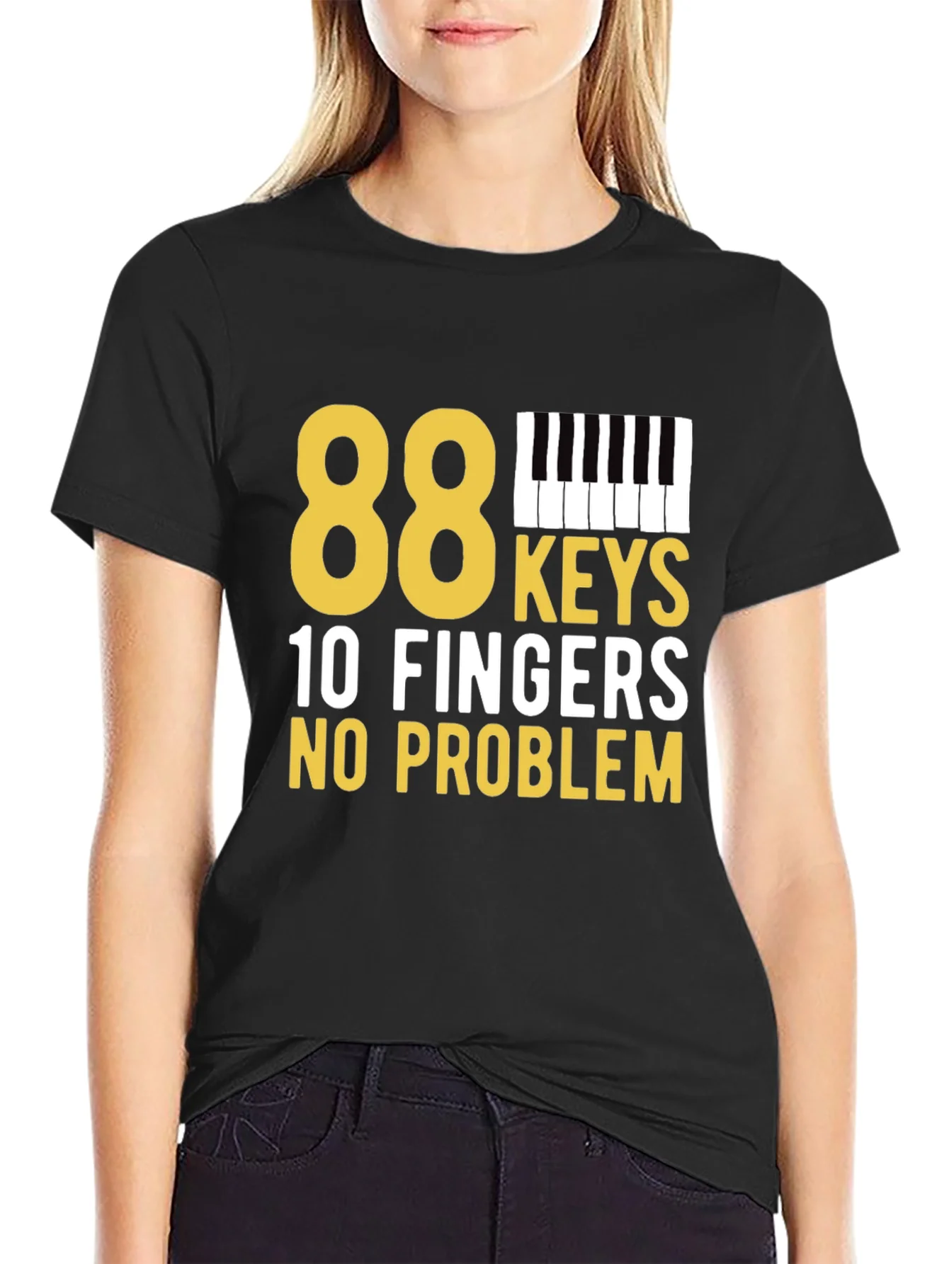 88 Keys 10 Fingers No Problem Black T-Shirt