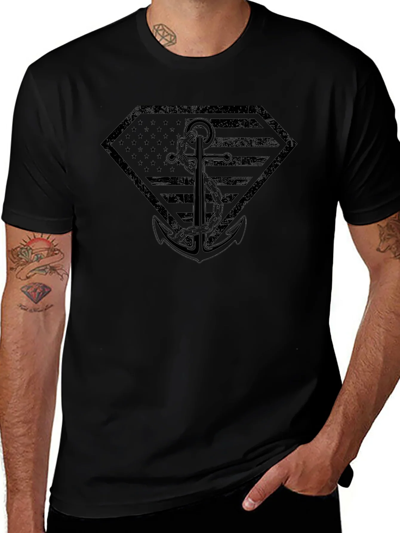 Patriotic Anchor Graphic T-Shirt
