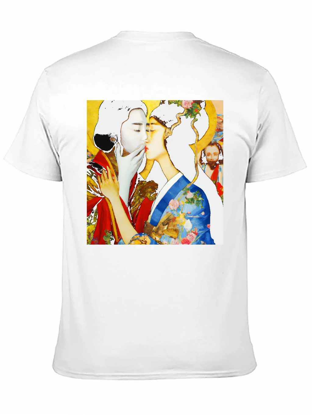 Geisha Kiss Graphic Tee - Unique Art T-Shirt