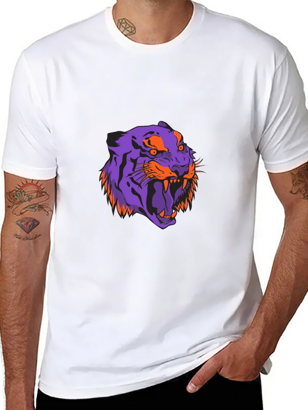 Bold Tiger Graphic Tee - Black Cotton Blend