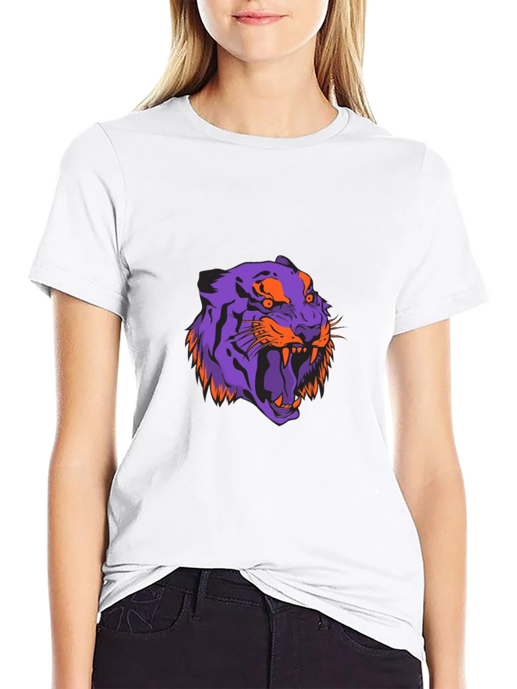 Bold Tiger Graphic Tee - Black Cotton Blend