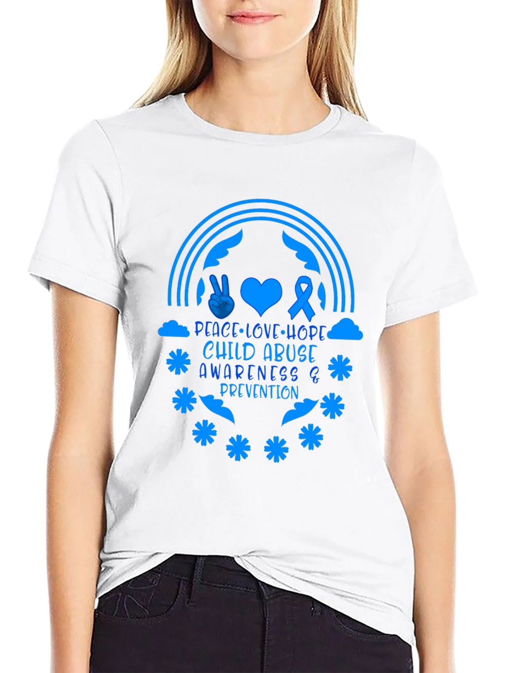 Child Abuse Awareness Tee - Peace Love Hope