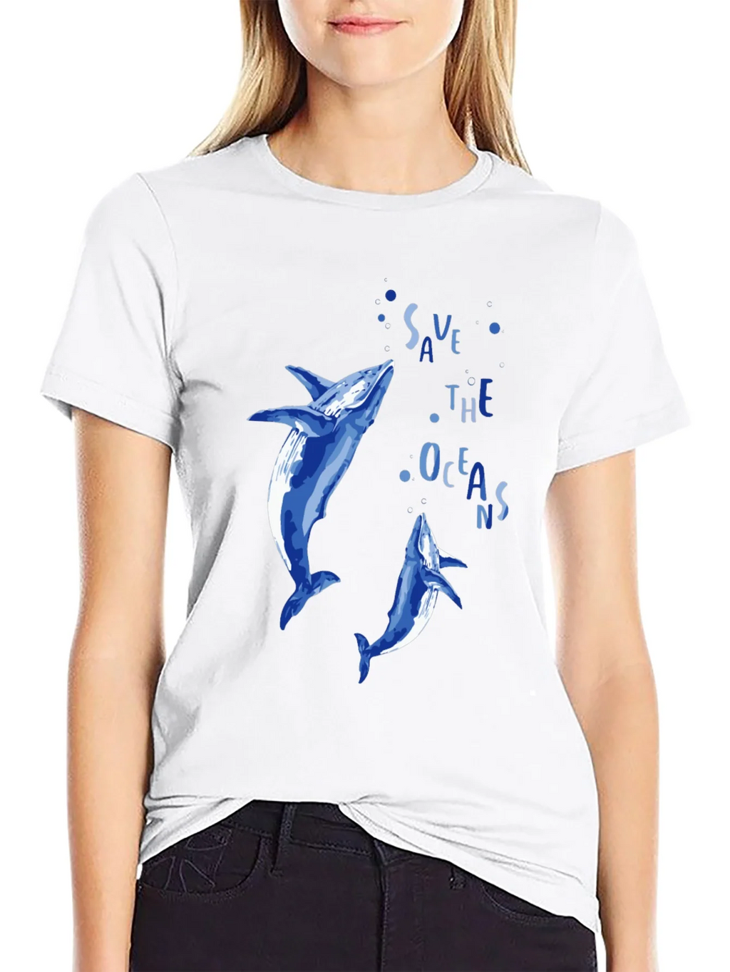 Save the Oceans Graphic Tee - Blue Dolphin Design