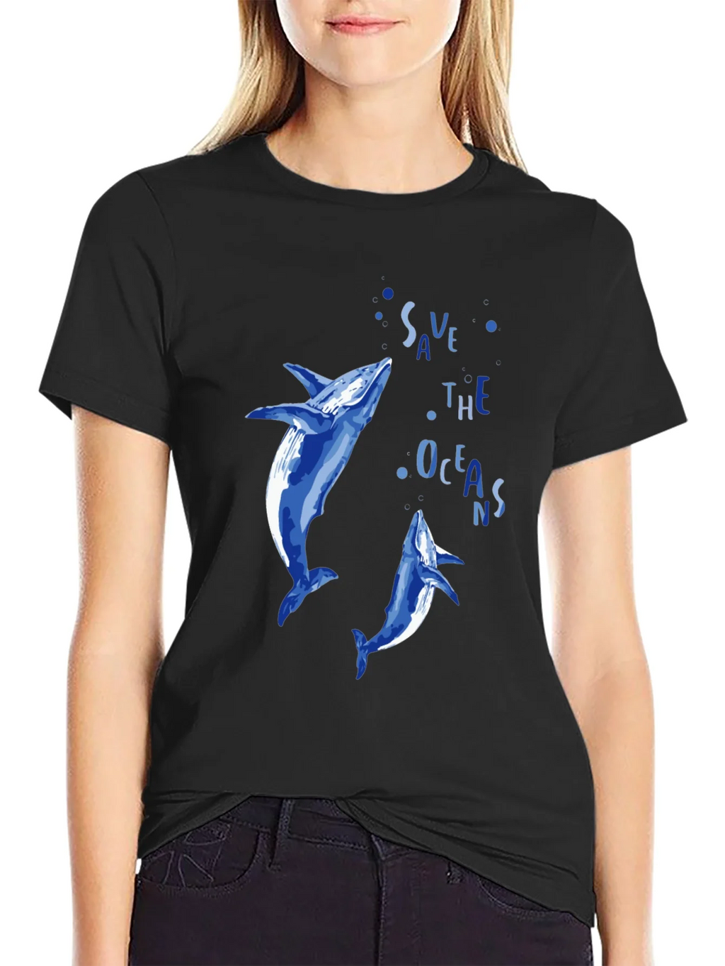 Save the Oceans Graphic Tee - Blue Dolphin Design