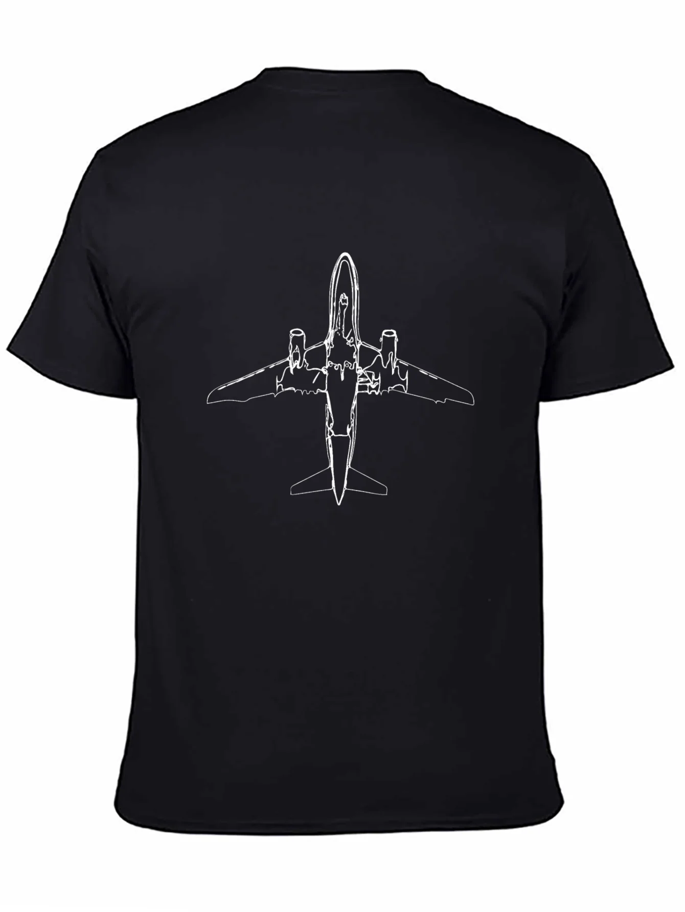 Black Airplane Outline Graphic Tee