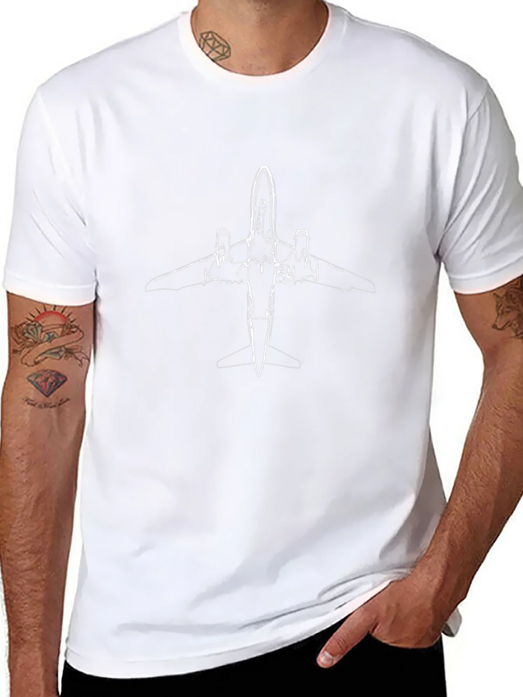 Black Airplane Outline Graphic Tee