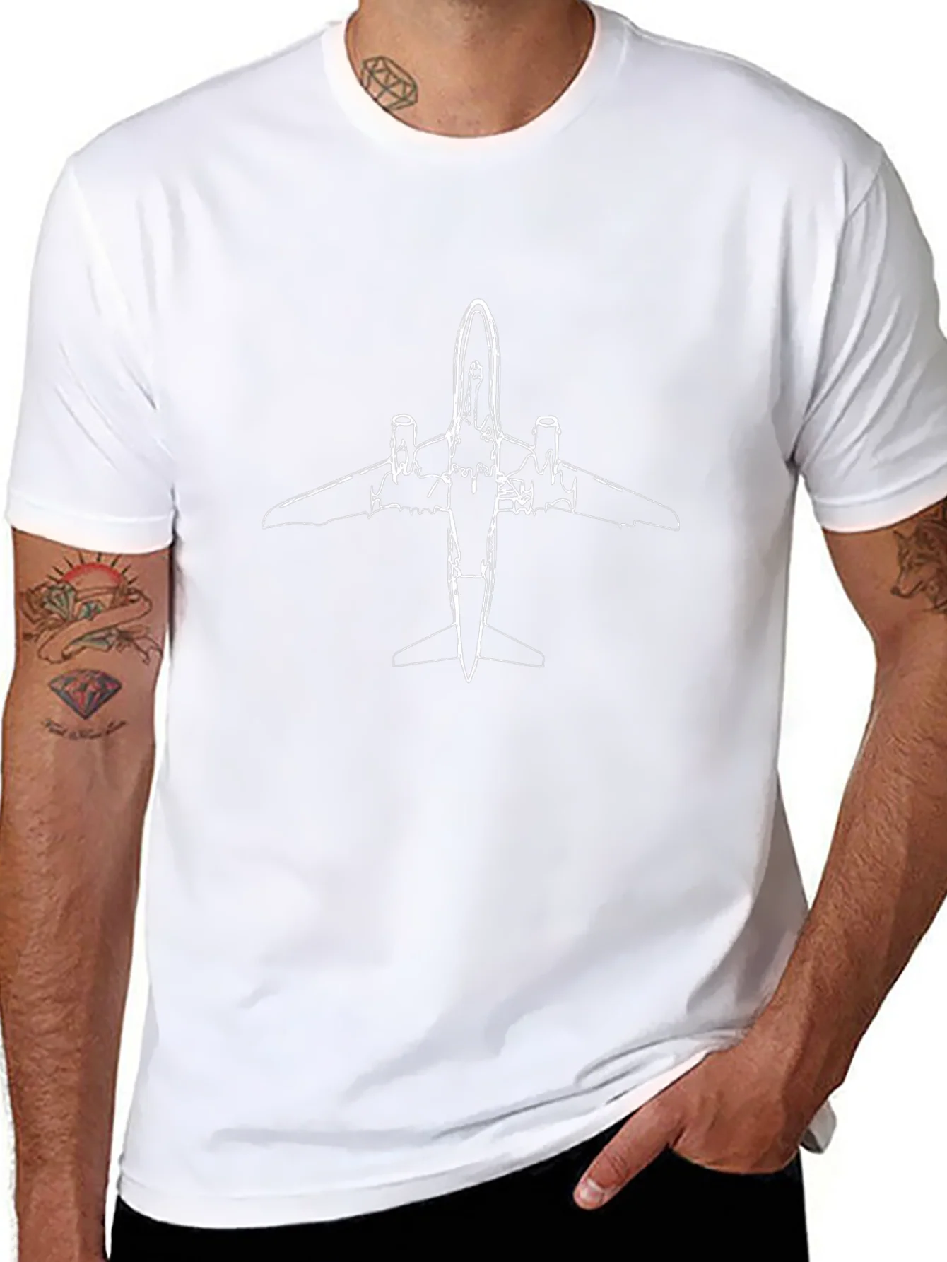 Black Airplane Outline Graphic Tee