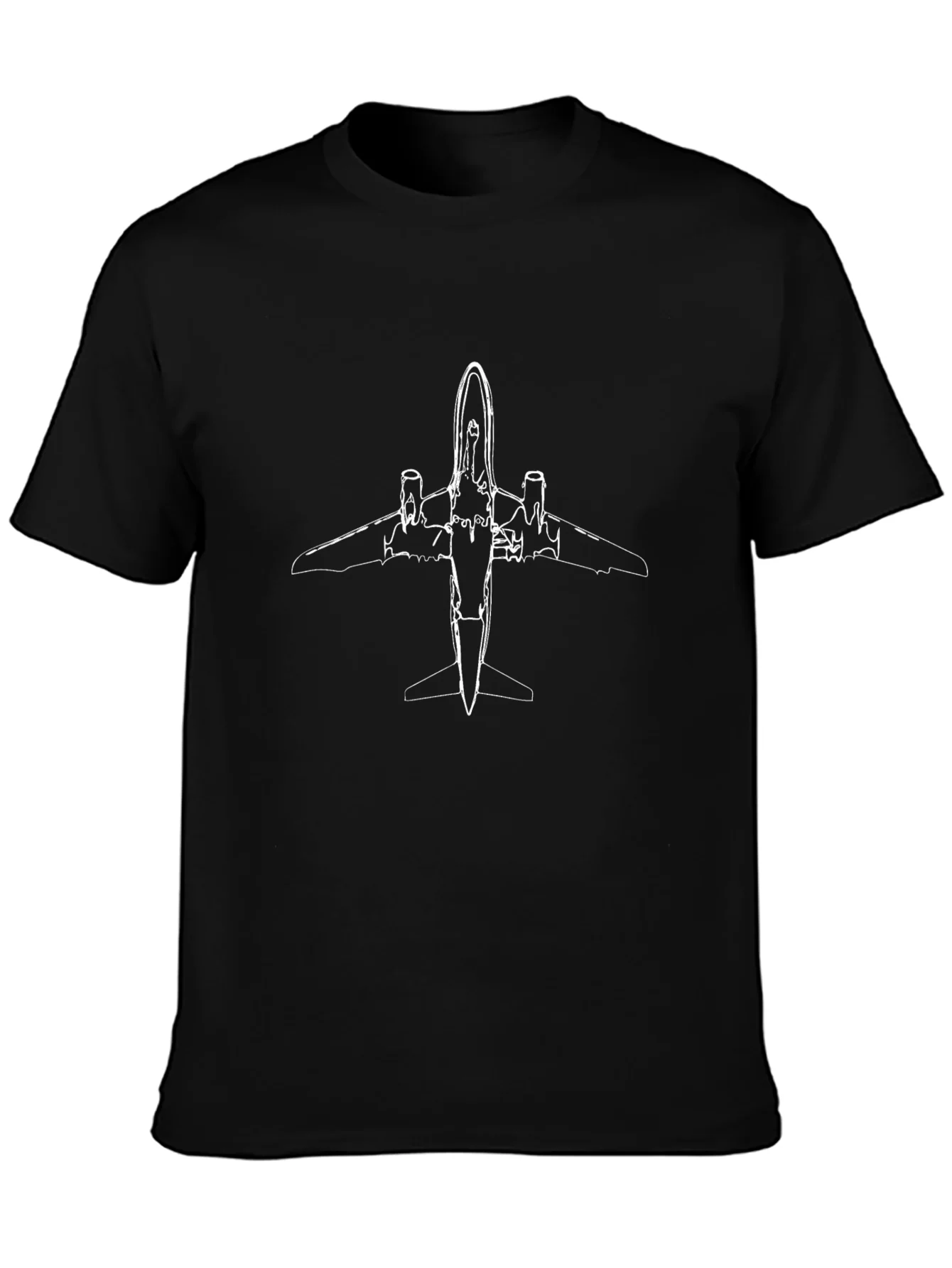Black Airplane Outline Graphic Tee