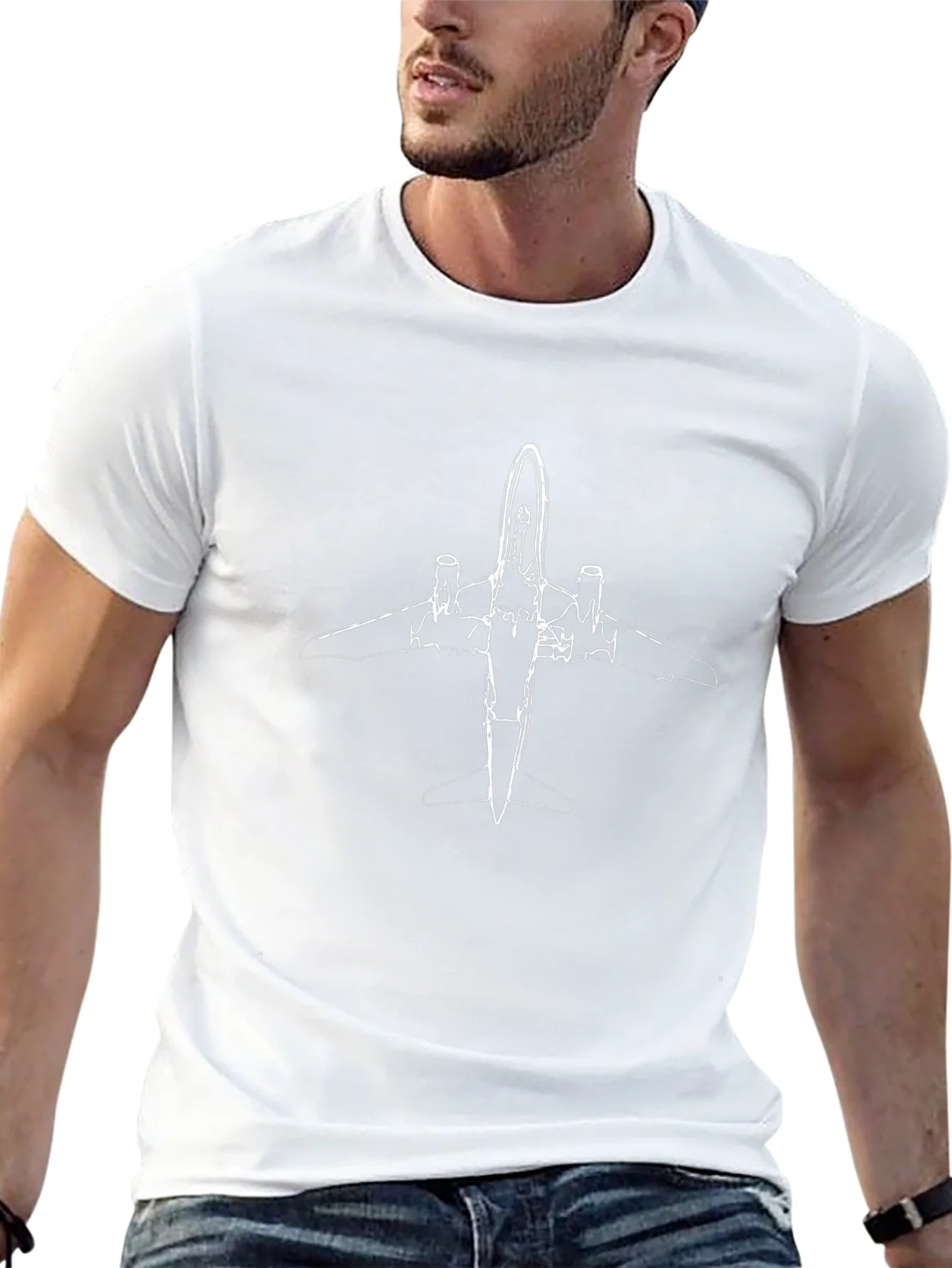 Black Airplane Outline Graphic Tee