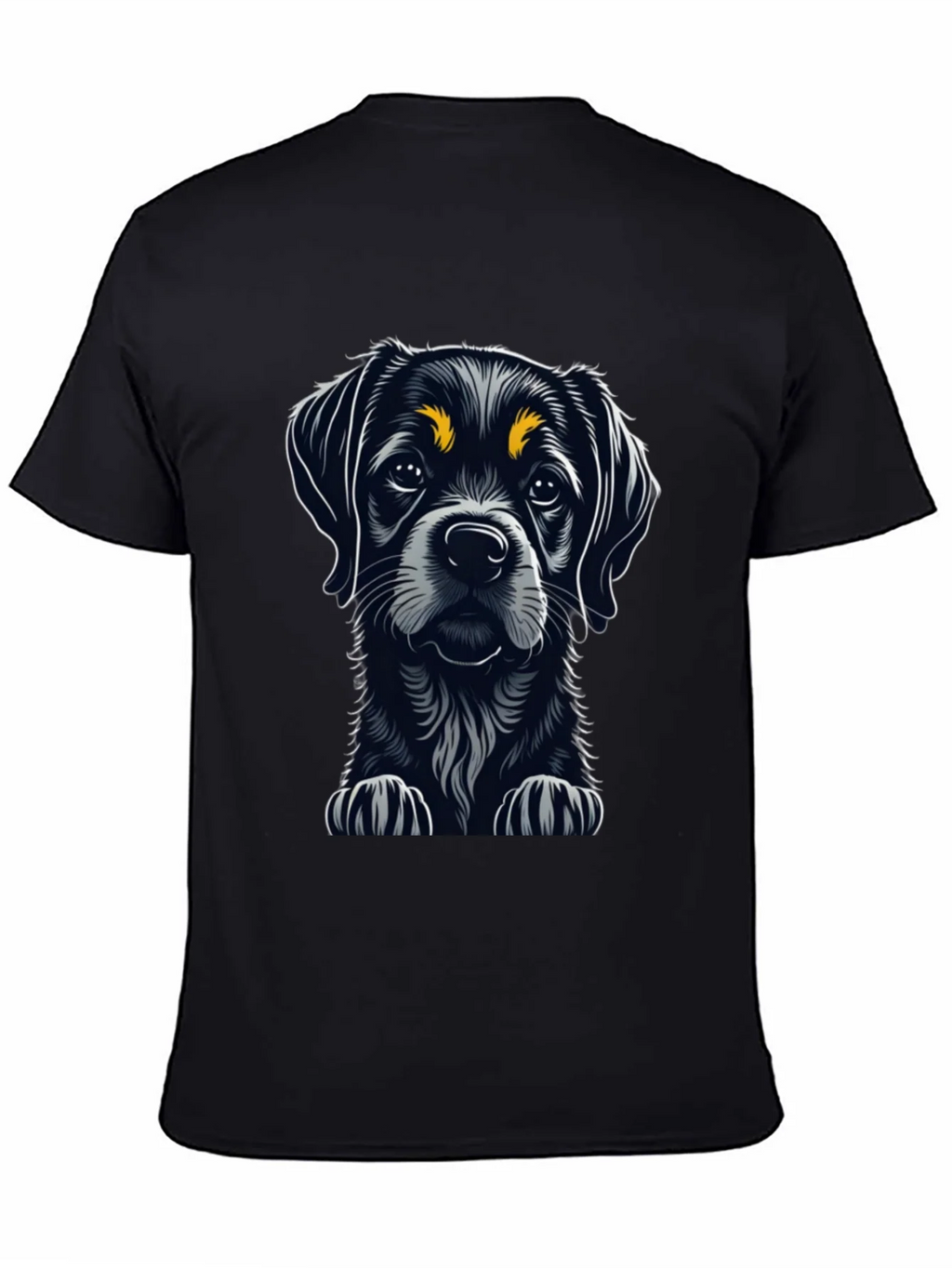 Cute Puppy Dog Graphic Tee - Black Cotton T-Shirt