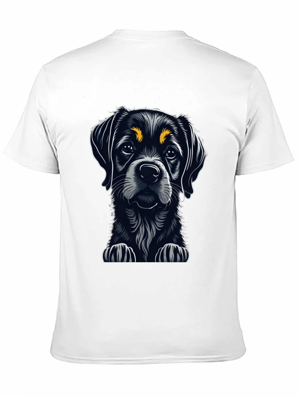 Cute Puppy Dog Graphic Tee - Black Cotton T-Shirt