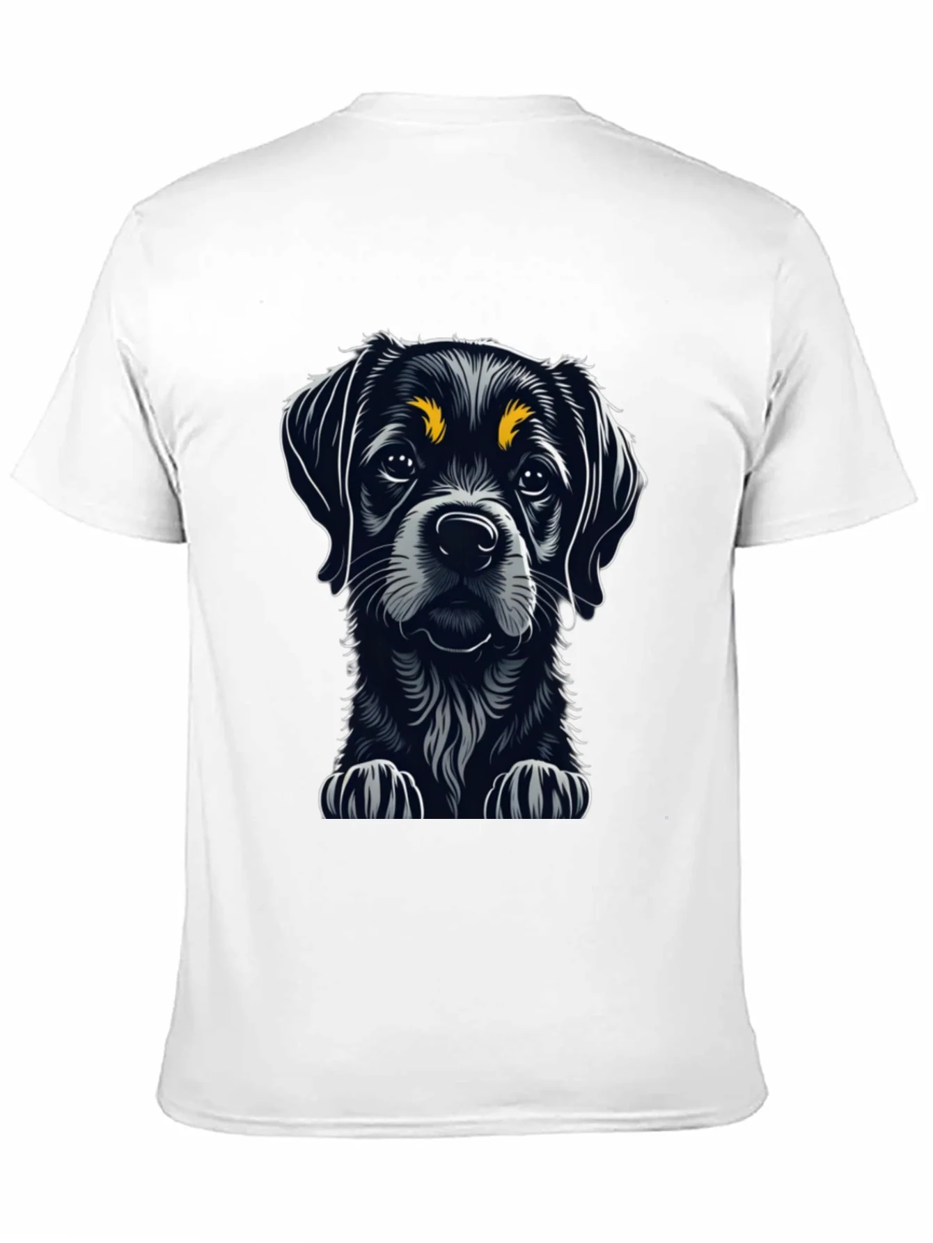 Cute Puppy Dog Graphic Tee - Black Cotton T-Shirt