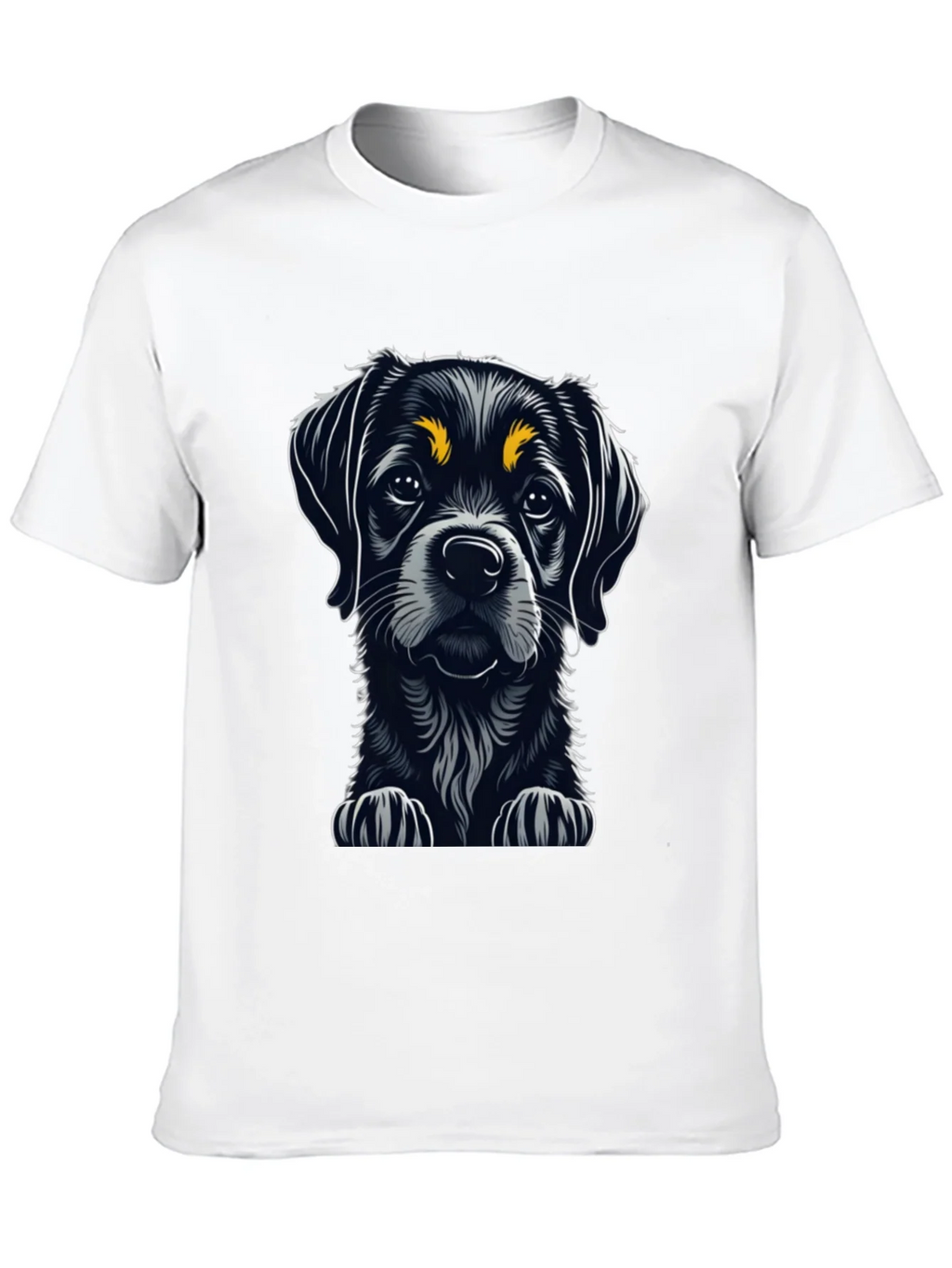 Cute Puppy Dog Graphic Tee - Black Cotton T-Shirt