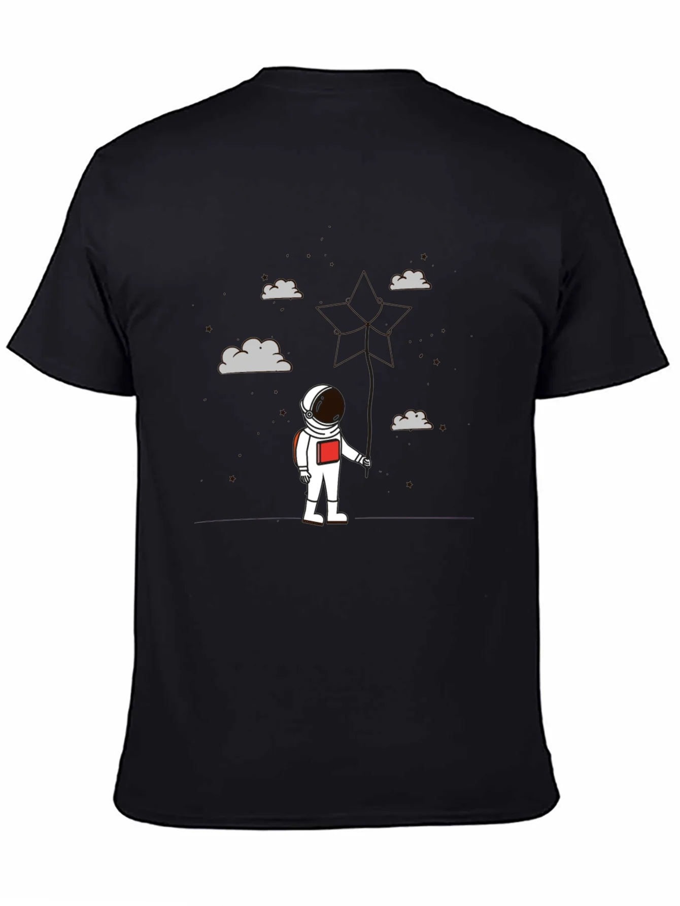 Astronaut in Clouds Graphic Tee - Modern Black T-Shirt