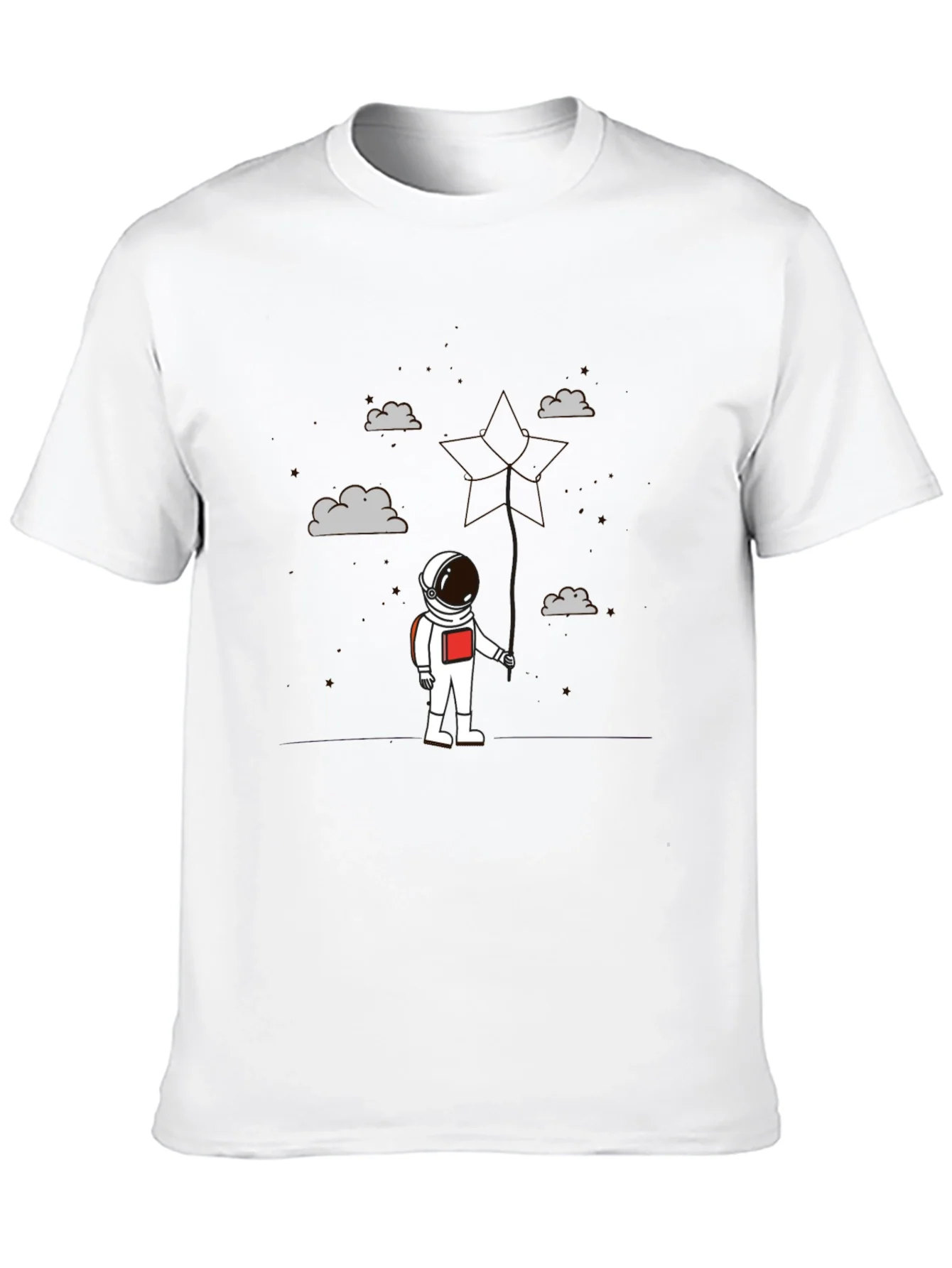 Astronaut in Clouds Graphic Tee - Modern Black T-Shirt