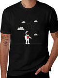 Astronaut in Clouds Graphic Tee - Modern Black T-Shirt