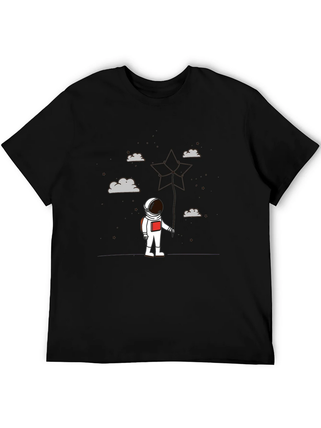 Astronaut in Clouds Graphic Tee - Modern Black T-Shirt
