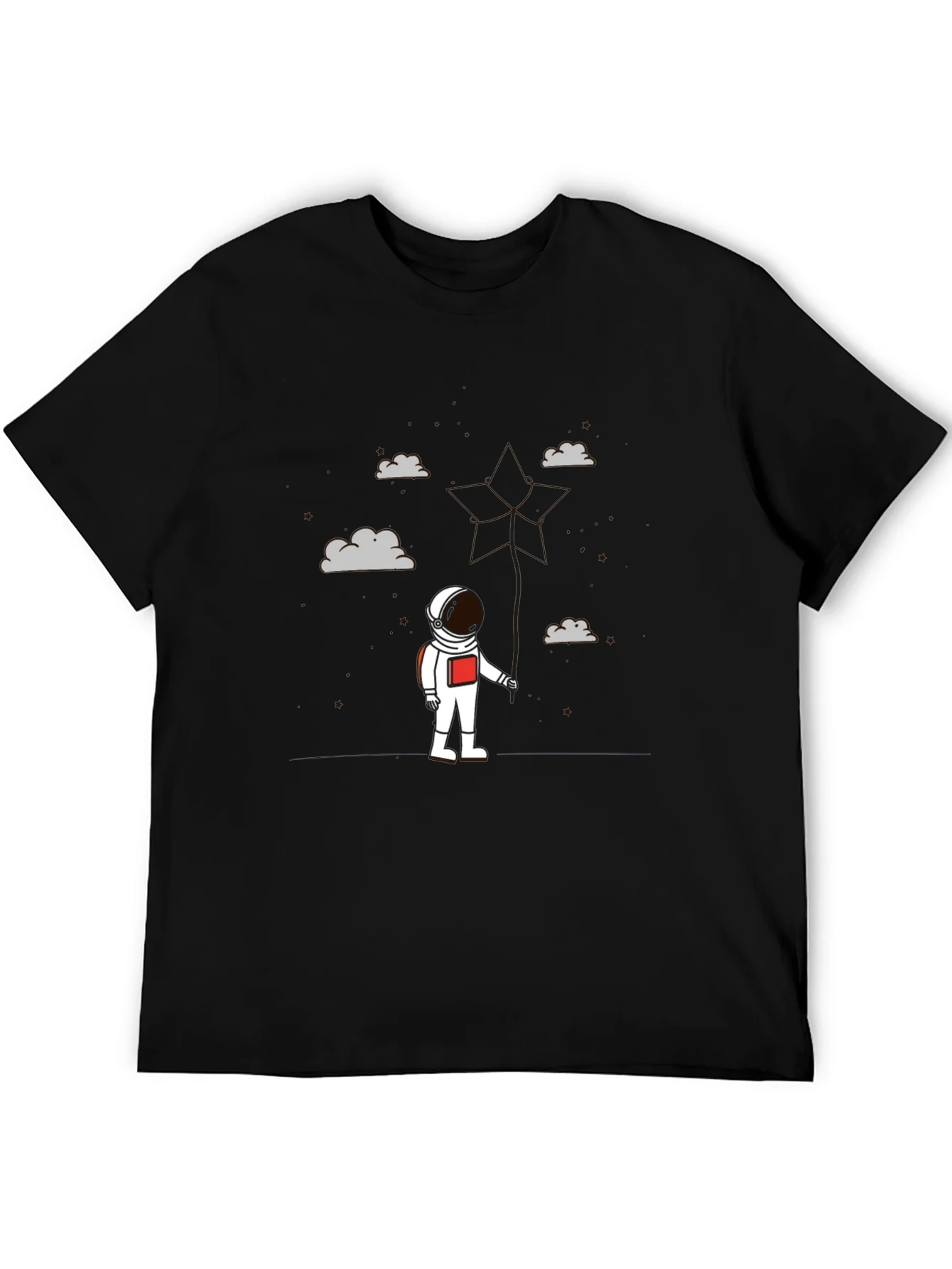 Astronaut in Clouds Graphic Tee - Modern Black T-Shirt