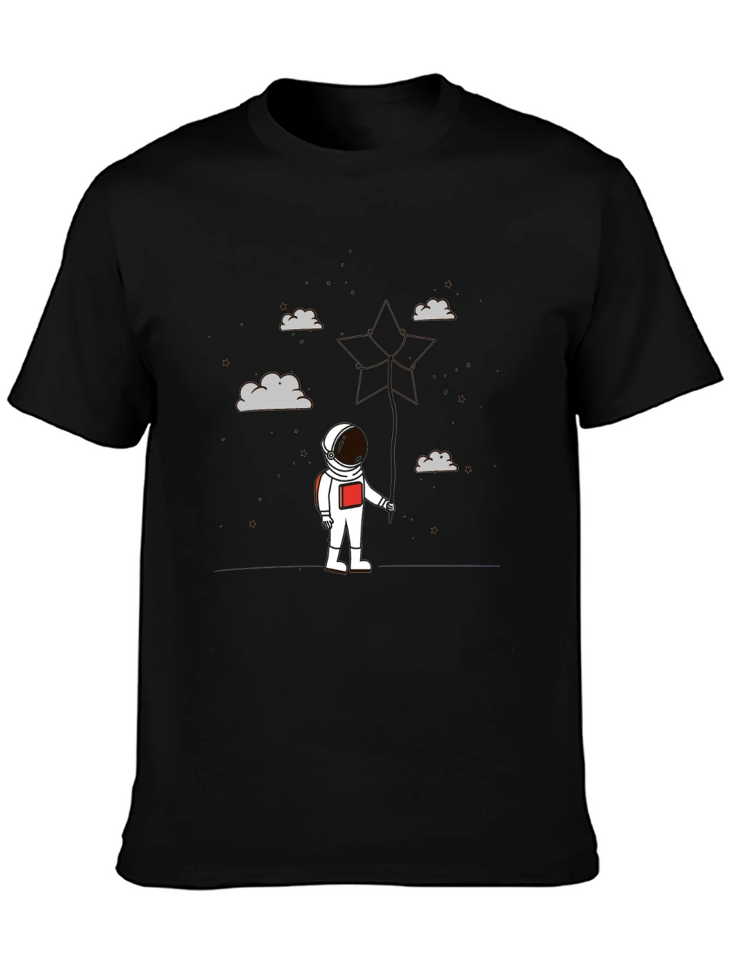 Astronaut in Clouds Graphic Tee - Modern Black T-Shirt