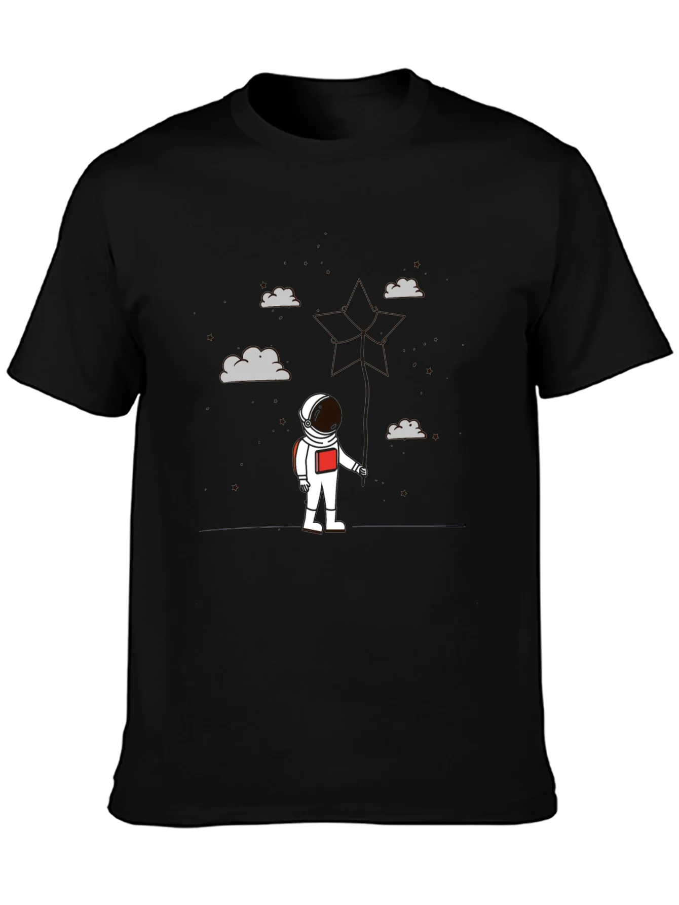 Astronaut in Clouds Graphic Tee - Modern Black T-Shirt