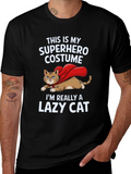 Superhero Lazy Cat Graphic Tee